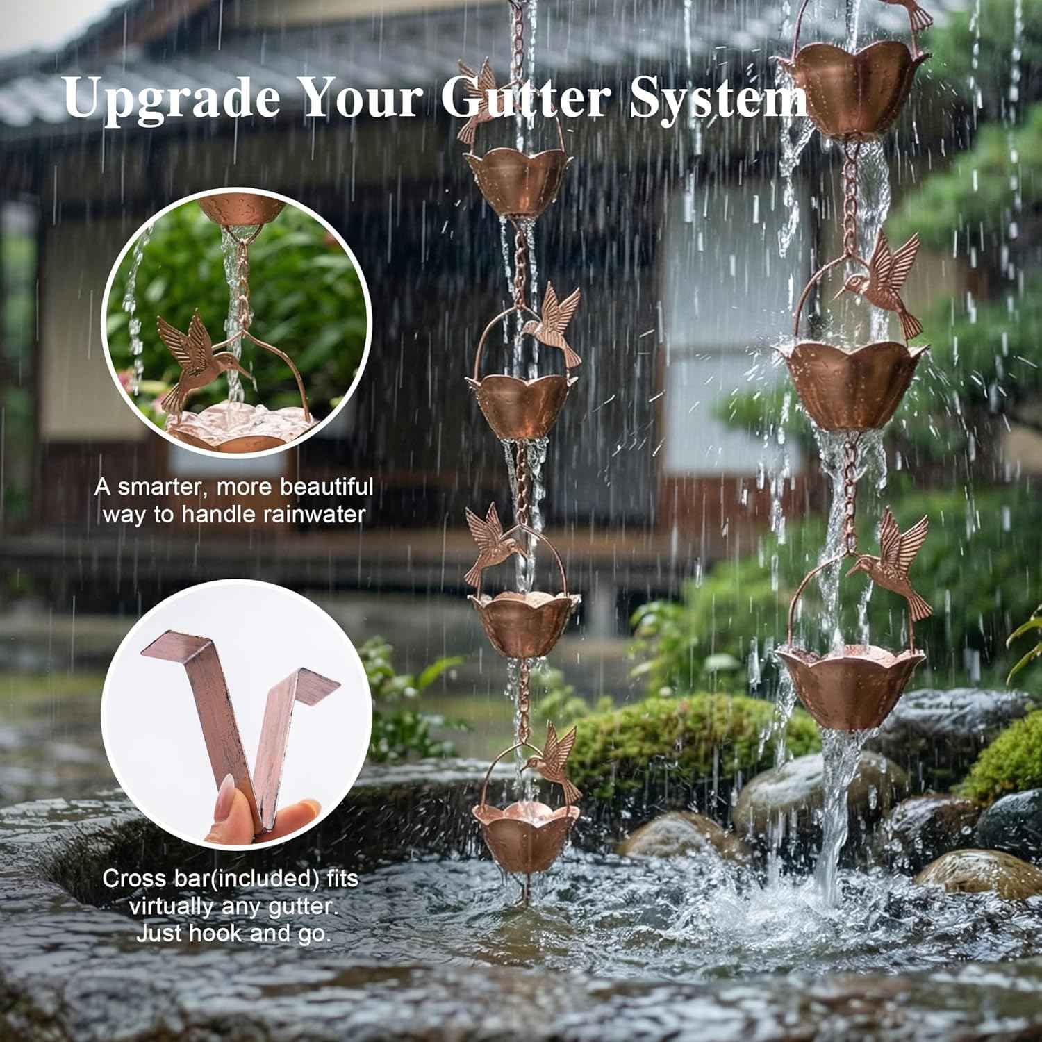 Rain Chains Decorative Rain Chain Bell, 8-1/2 Length, Hummingbird