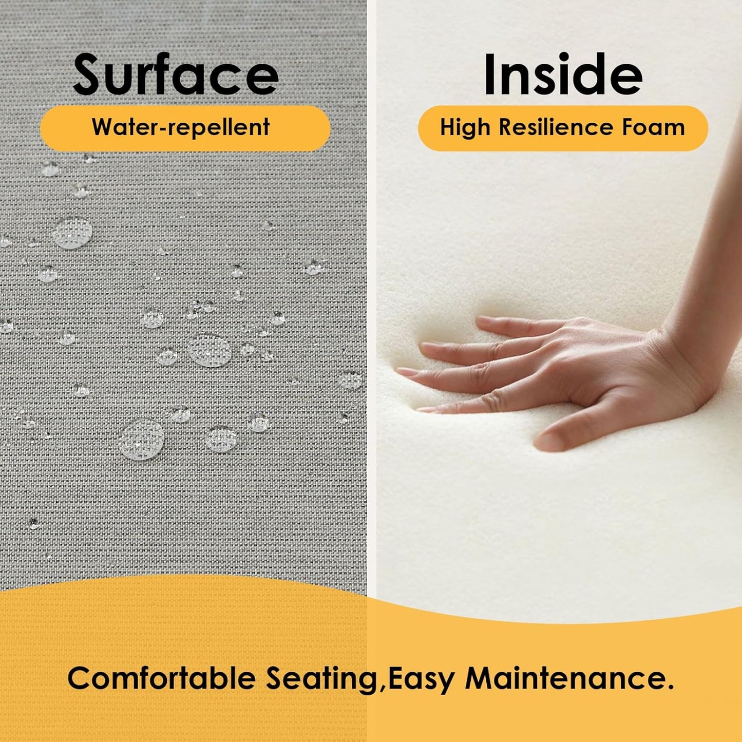 Outdoor Sunbrella Square Corner Seat Cushion, 18.5"x16"x3", Set of 4, Non Slip Outdoor Seat Cushion Pads with Removable Cover for Patio Furniture, Garden Yard Lawn, Specrtum Pebble