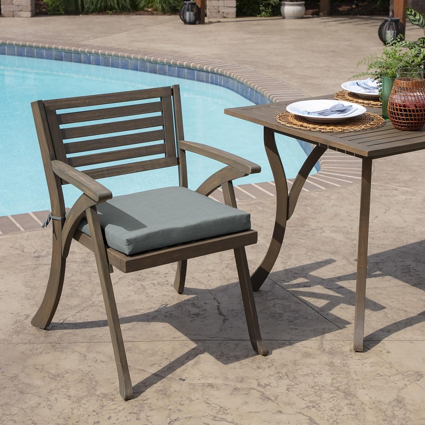 Arden Indoor/Outdoor Seat or Rocking Chair Cushion, 19 x 18, Water Repellent, Rain Proof, Fade Resistant Cushion for Rocking or Dining Chairs Stone Grey Leala