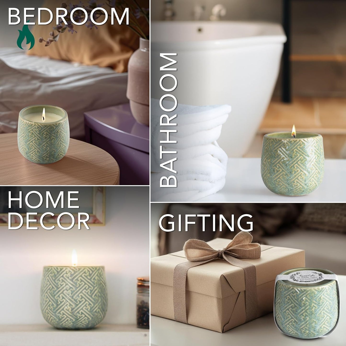 The Growing Candle, Lemongrass Scented, 10oz Ceramic Pot, Single Wick Aromatherapy Candles, 100% Soy for Women and Men, Ida