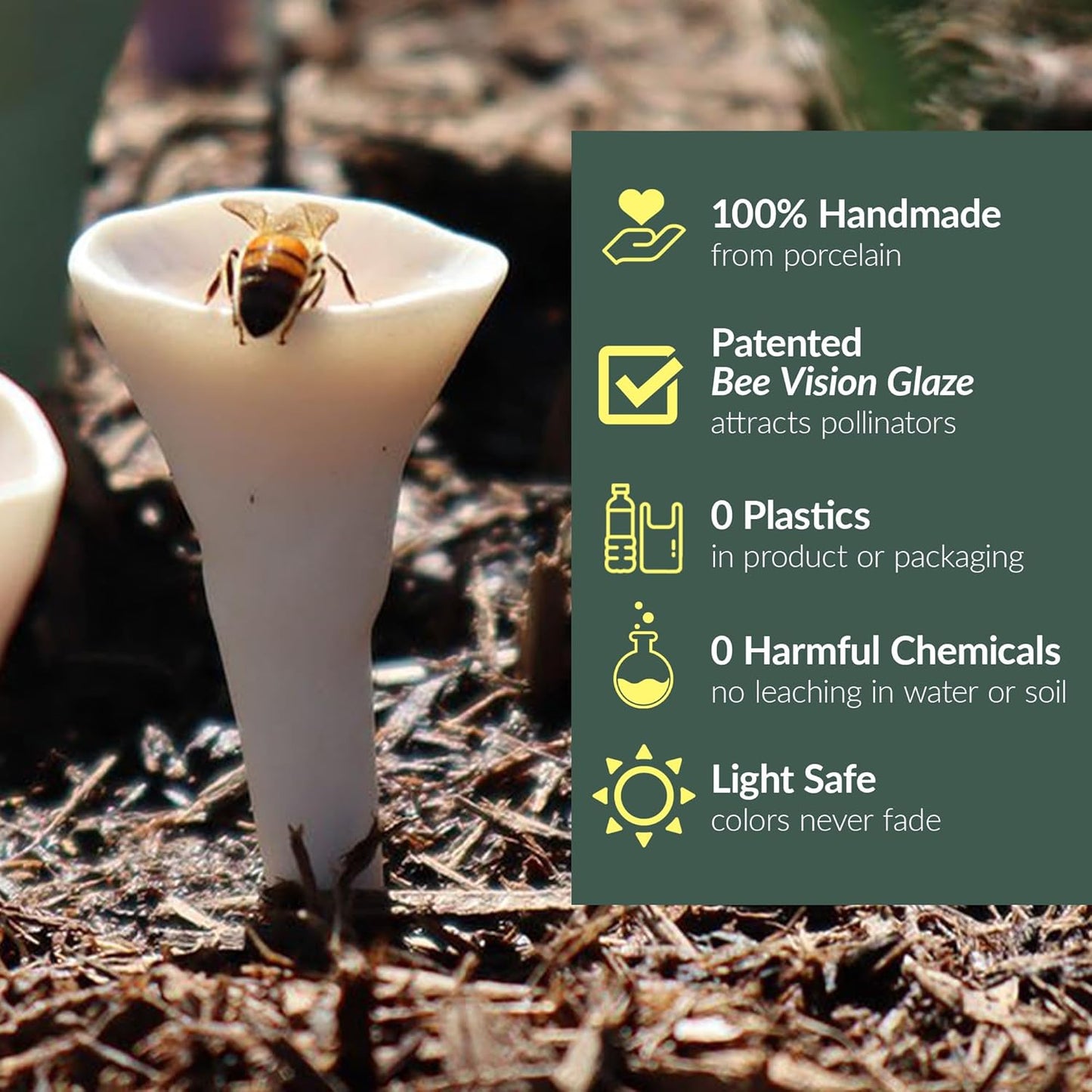 3 Pack, Bee Watering Station, Butterfly Feeder, Bee Feeder, Garden Decor, Bee Decor, Outdoor Garden Decor, Plastic Free, Handmade from Porcelain (3, Passion Flower Purple)