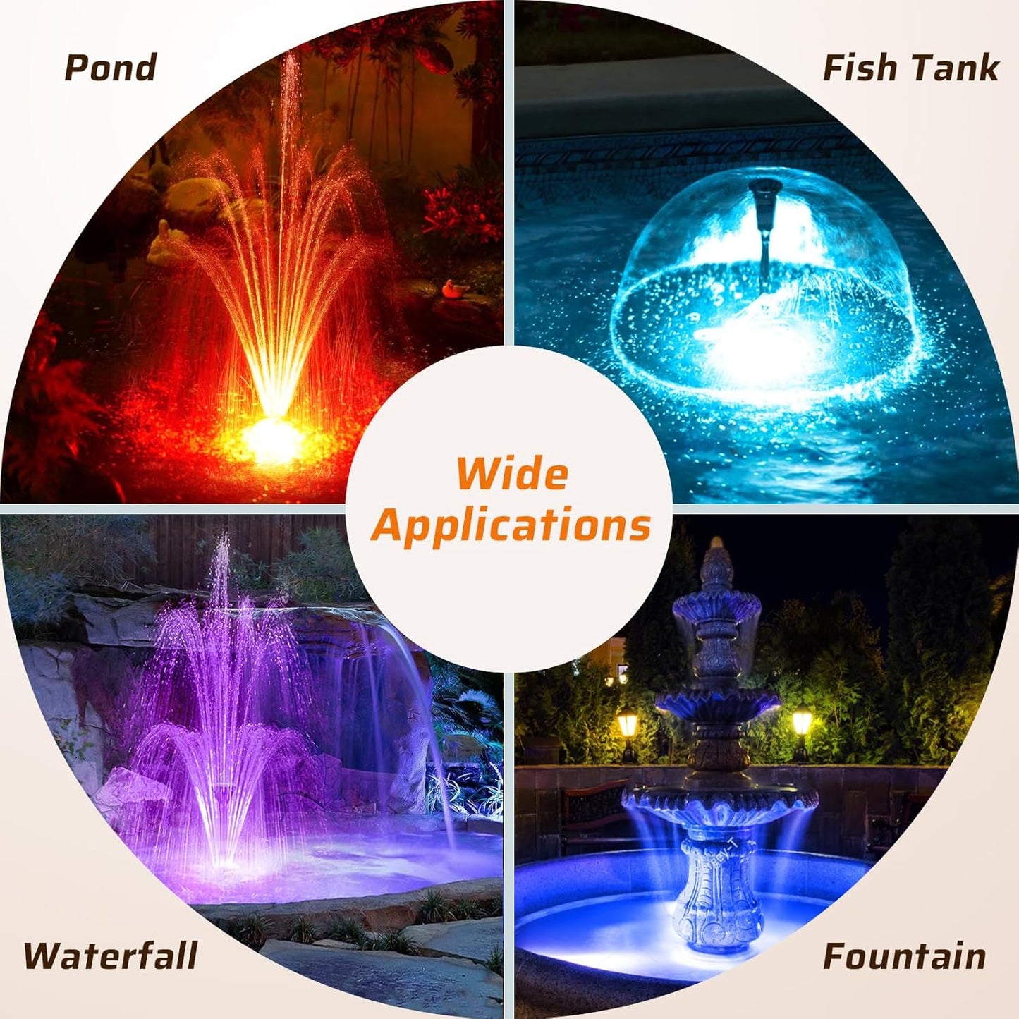 Antfraer RGB Pond Filter with Water Pump, Pond Filter Box with RGB Auto-Cycle LED Lights, 660GPH 40W Pond Pump with Pond Filter for Outdoor Ponds Fish Tank Waterfall Fountain Aquarium-Corded Electric