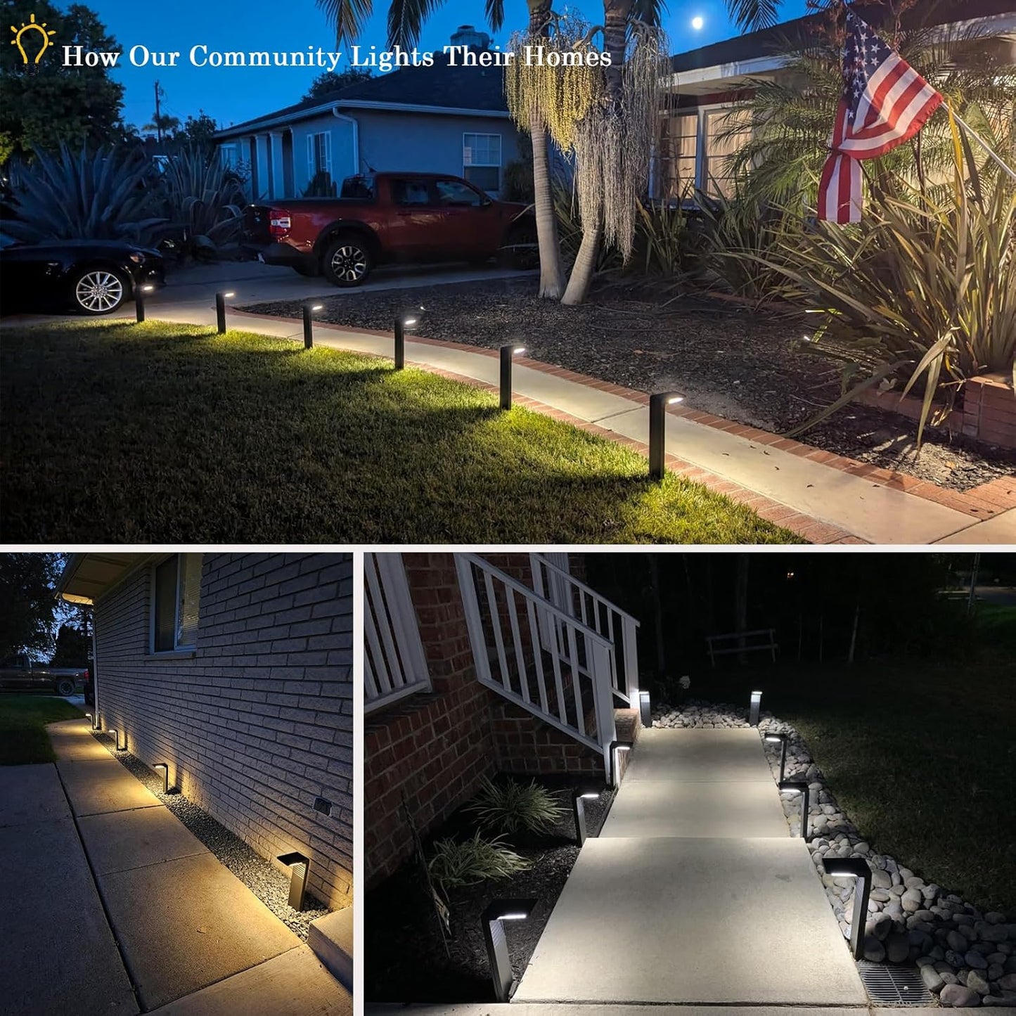 JOFIOS Solar Pathway Lights 4 Pack with Warm White and Cool White Mode, Modern Solar Path Lights Outdoor Waterproof, Perfect Solar Lights for Backyard, Lawn, Driveway, Walkway, Garden Decorative.