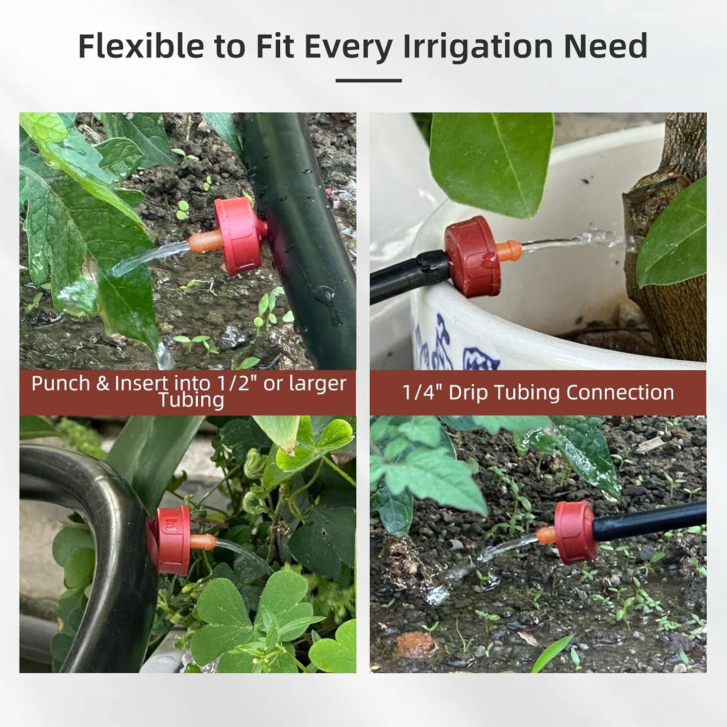 60PCS 3 GPH Pressure Compensating Drip Irrigation Spot Watering Drippers/Emitters, Self-Cleaning Constant Flow Drip Irrigation Emitters Heads Irrigation Drippers Parts for Drip Irrigation System
