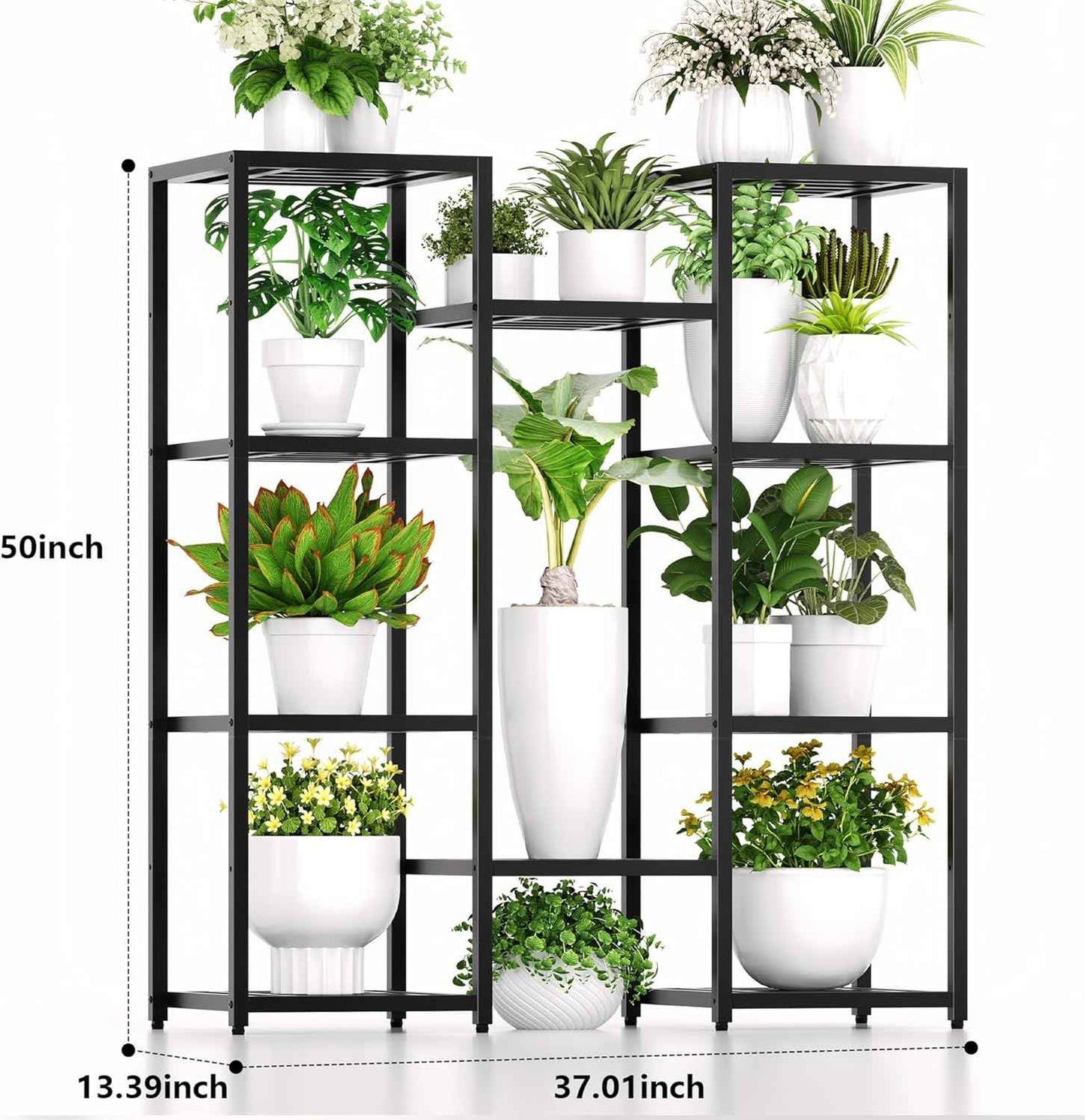 Plant Stand Indoor Outdoor,10 Tier Tall Metal Plant Stands Holder,Heavy Duty Wrought Iron Plant Shelves for Multi Large Pots,Black Tiered Flower Display Riser for Living Room,Patio,Balcony