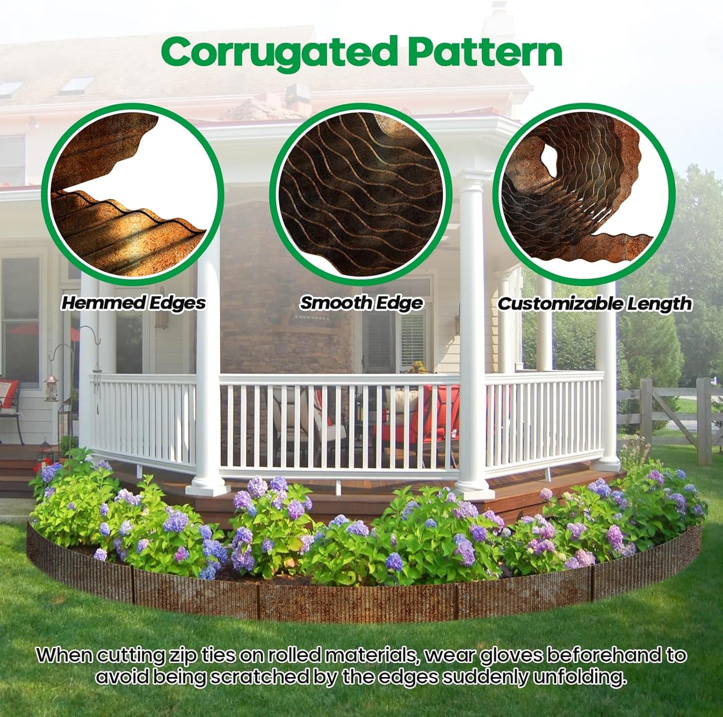 Corrugated Metal Garden Edging, Sturdy Tall Landscape Edging Borders, Perfect DIY for Flower Beds, Lawn and Pathway, Tree Surrounds, Paver Edges (Pre-Rusted, 6"×20FT)