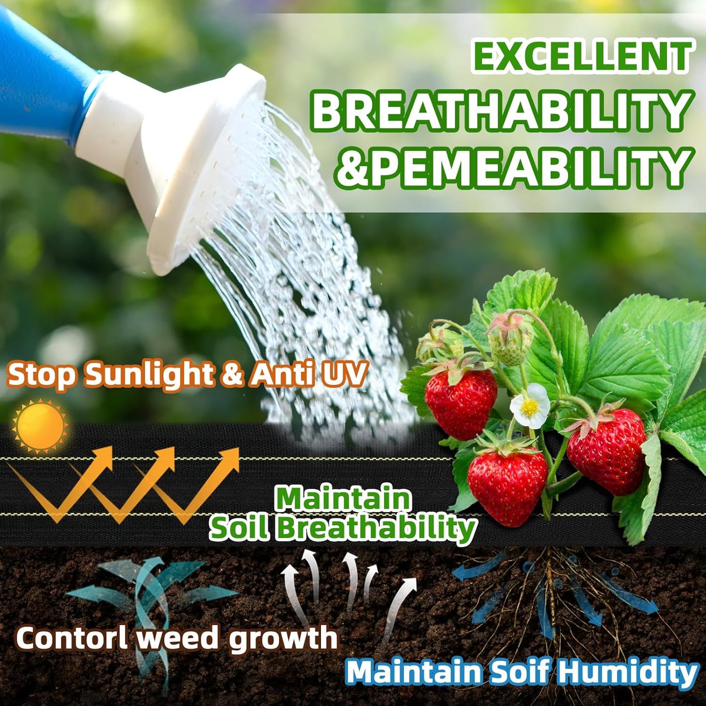 Shade&Beyond 4ftx300ft Weed Barrier Fabric 3.5oz Heavy Duty Landscape Fabric with Superior Permeability Weed Control, Garden Woven Ground Cloth with Staples