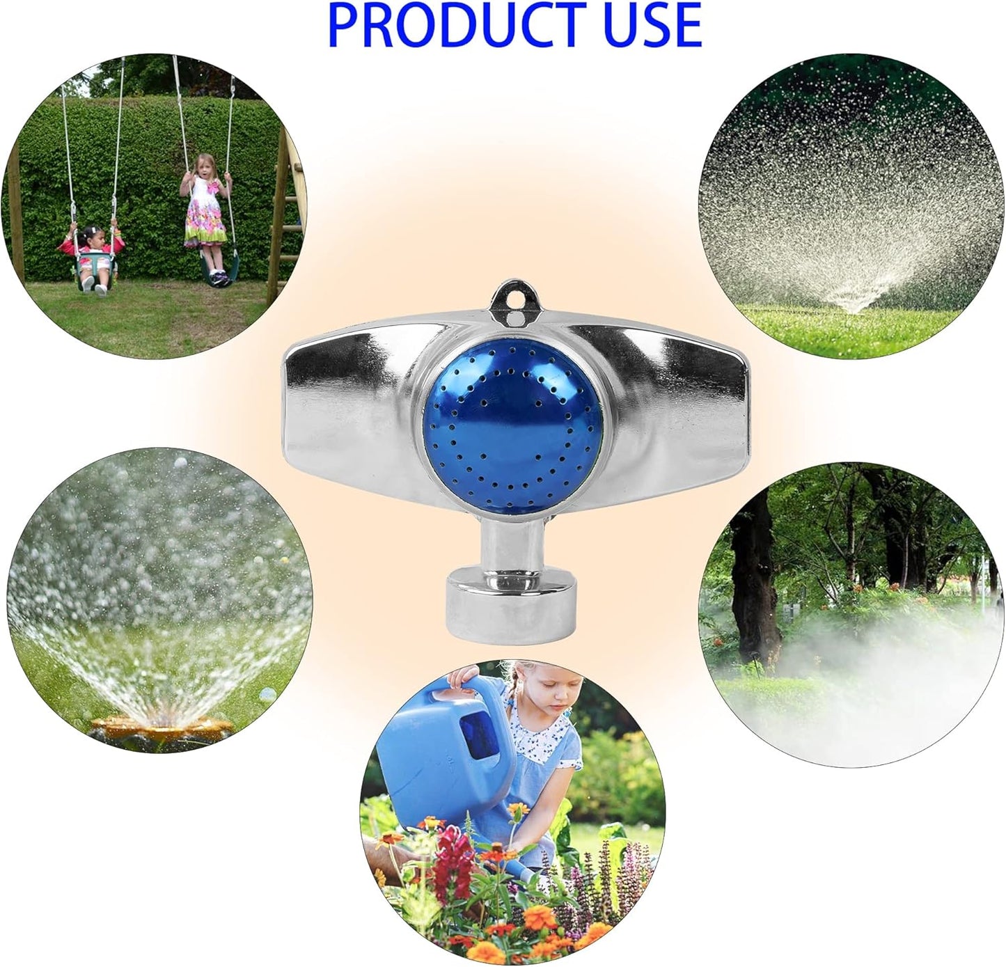 Hourleey 360 Degree Metal Spot Sprinkler, 2 Pack Circle Pattern Sprinkler with Gentle Water Flow for Small Area Yard Lawn Garden Watering, Coverage Up to 30FT (Blue)