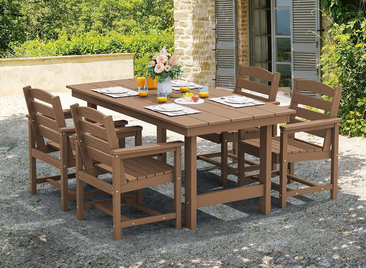 SERWALL Patio Dining Chair Set of 2, Brown