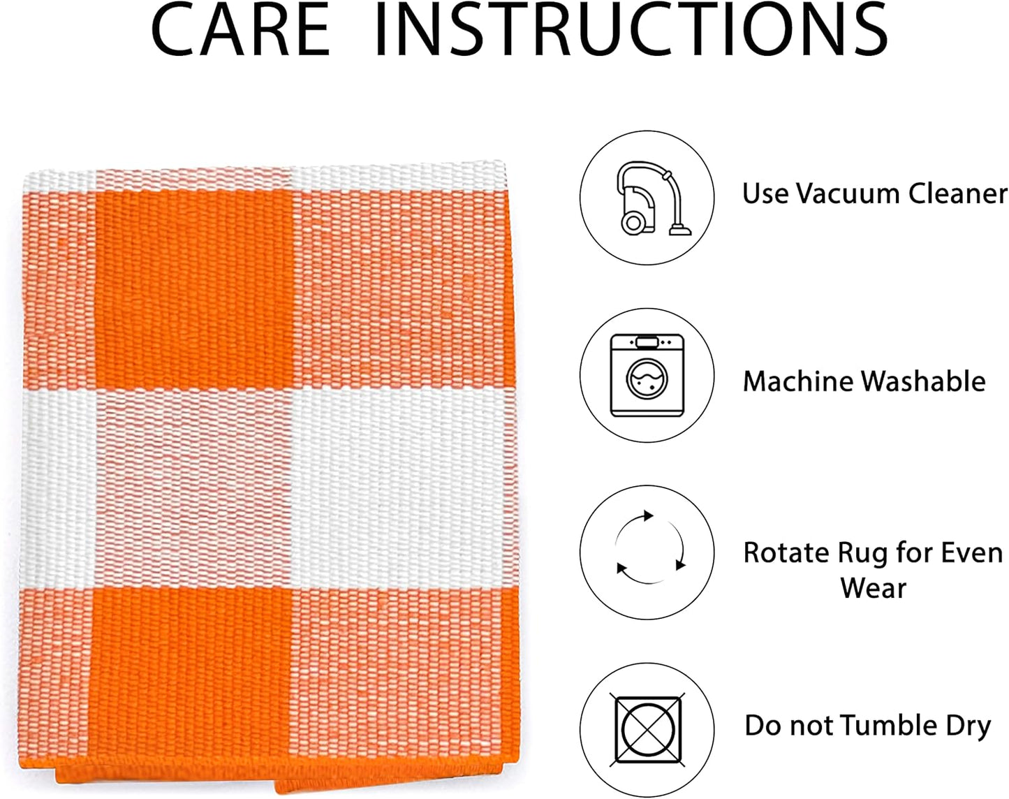 IOHOUZE Fall Buffalo Plaid Check Rug Outdoor Doormat 27.5 x 43 Inches Washable Woven Porch Decor Welcome Mats for Front Door/Farmhouse/Entryway/Home Entrance Orange and White Outdoor Rug