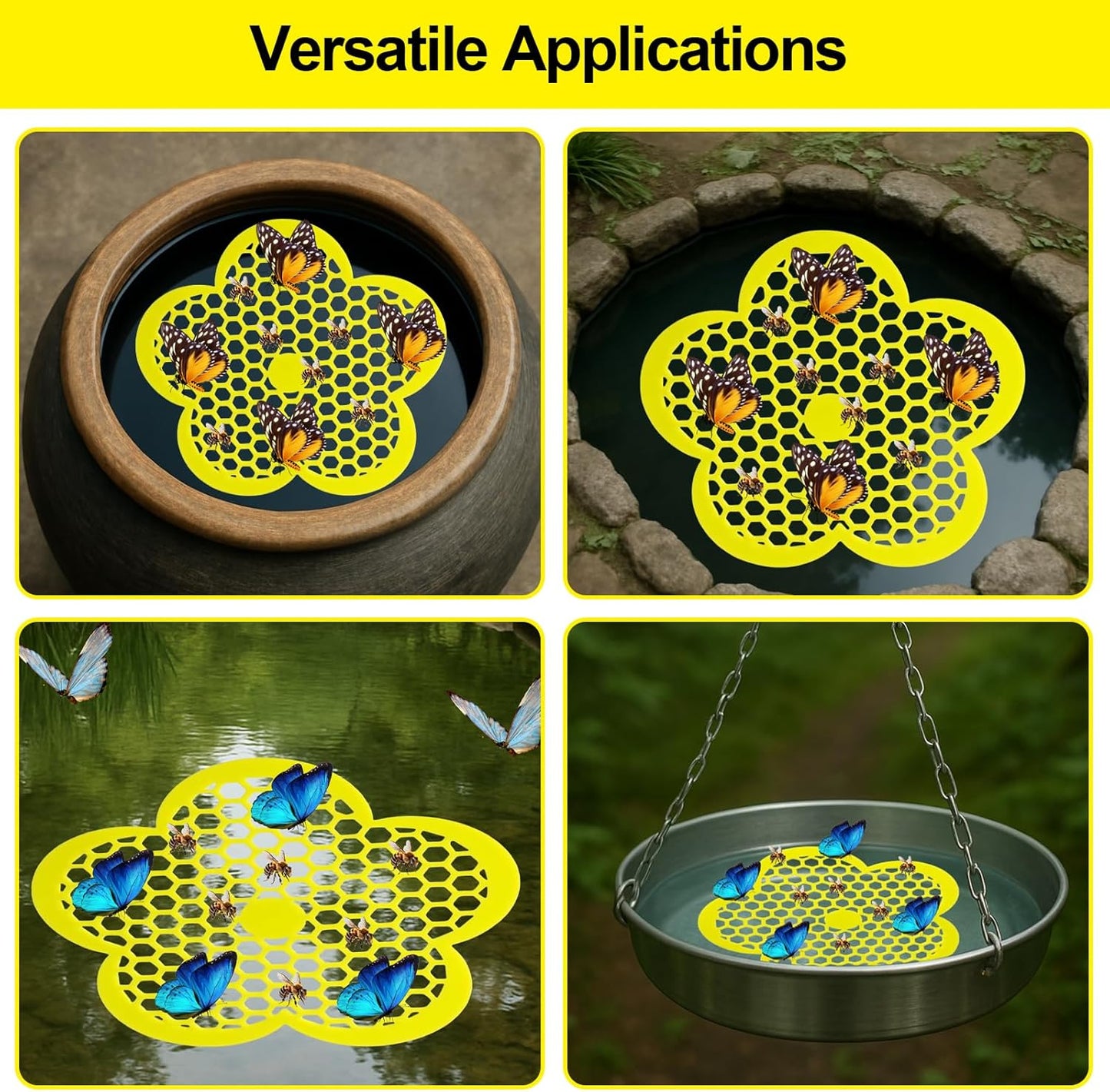 2 Pack Floating Bee Island,Flower Floating Bee Watering Station- Butterfly Bee Waterer for Feeding, Bee Bath,Butterfly Feeders for Outdoors
