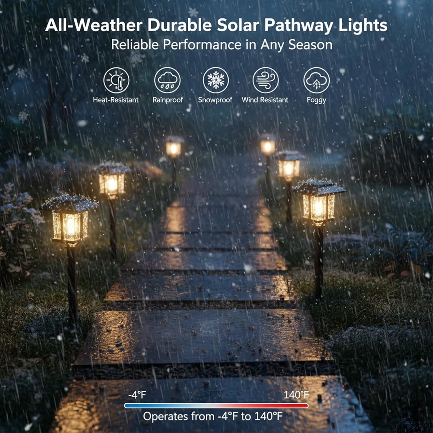 XMCOSY+ Solar Pathway Lights Outdoor, Glass Garden Lights with Warm Edison Glow, Waterproof Stainless Steel Landscape Lighting for Walkway Yard Patio Driveway Decor (4 Pack, Warm White)
