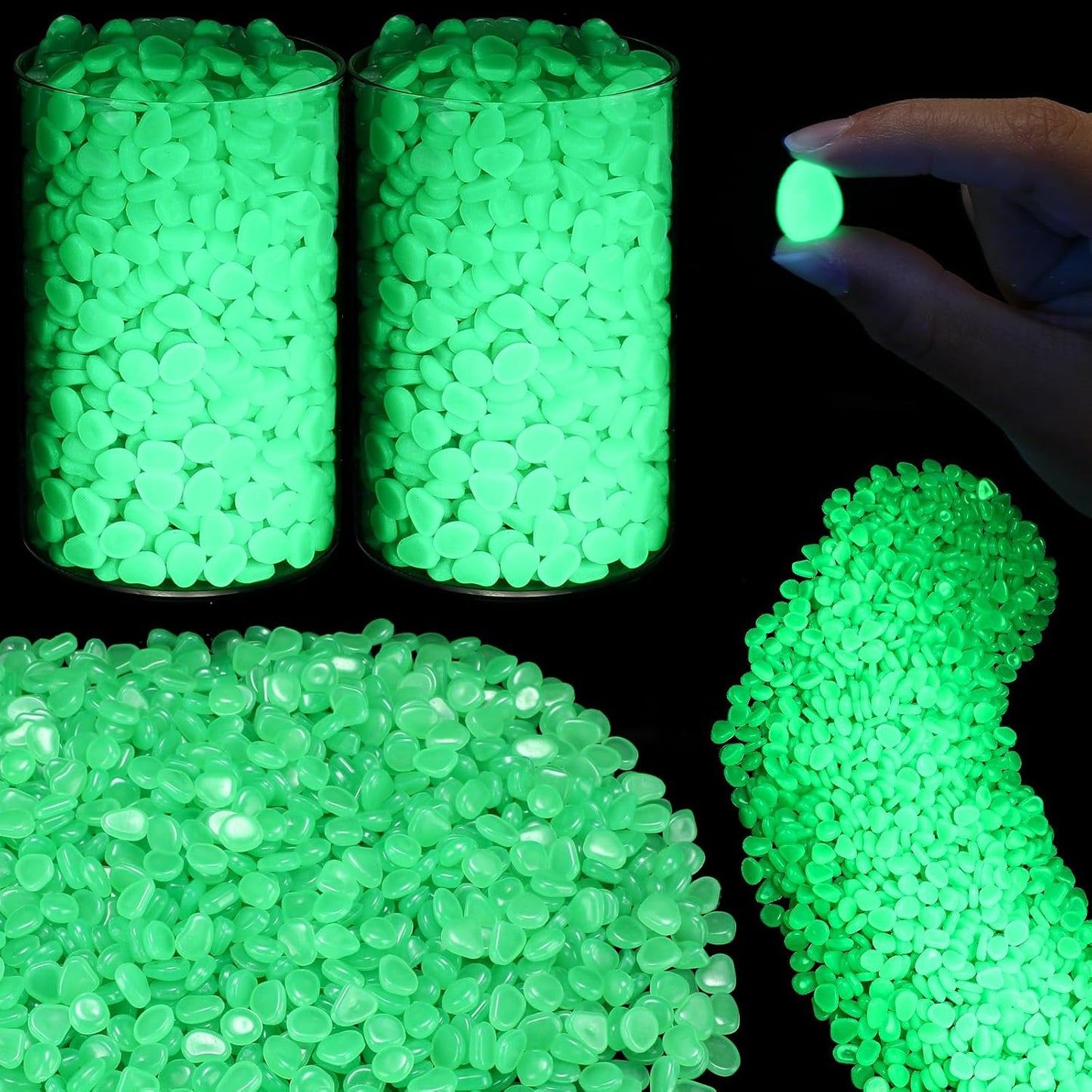 Sasylvia 12000 Pcs Glow in The Dark Rocks Glow in The Dark Stones Glowing Rocks for Garden Outdoor Glowing Fish Tank Pebbles Luminous Stone for Outdoor Yard Patio Aquarium Landscaping (Green)