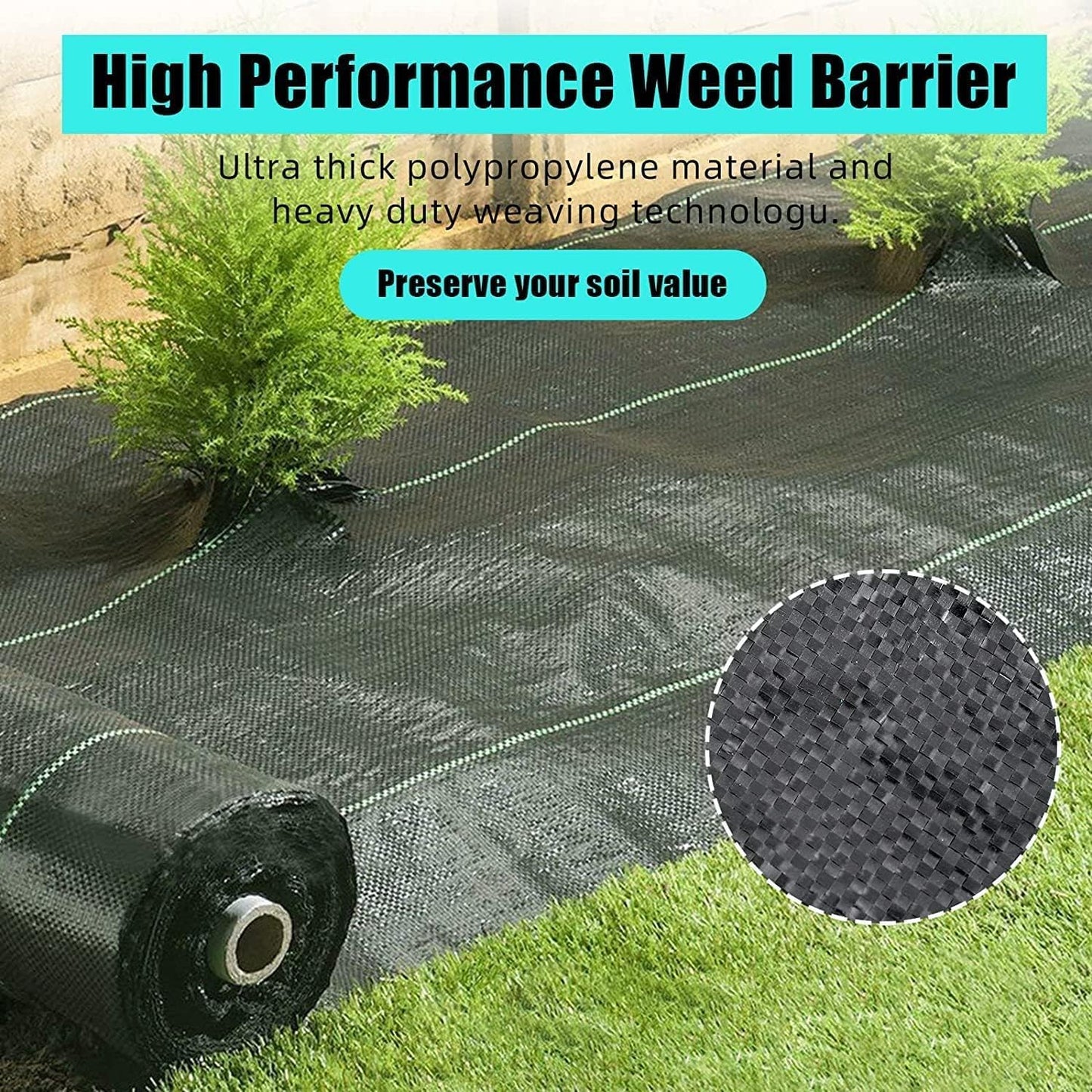 Garvee 6.5ft x 300ft Premium 3oz Pro Garden Weed Barrier Landscape Fabric Durable & Heavy-Duty Weed Block Gardening Mat, Easy Setup & Superior Weed Control, Eco-Friendly & Convenient Design