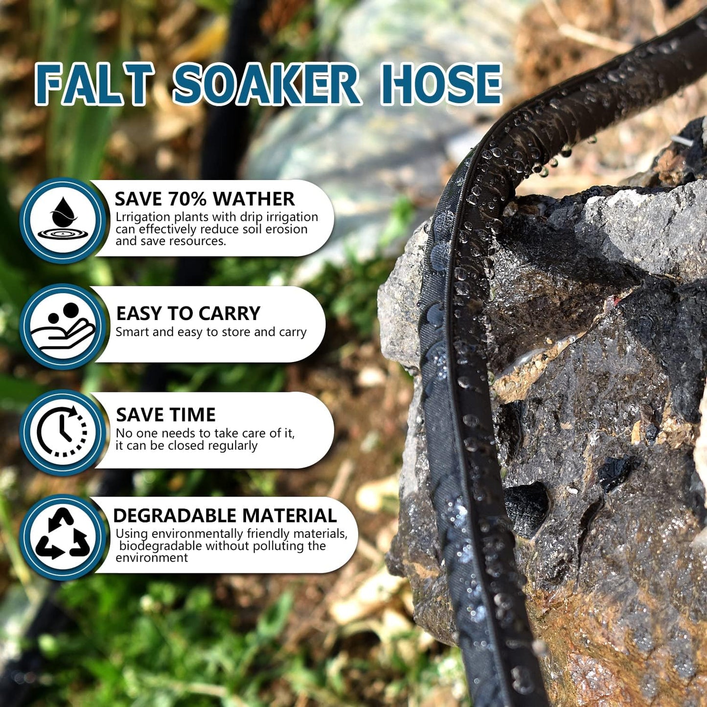 3 Pack Flat Soaker Hose 50 ft for Garden Beds, Cloth Soaker Hose 150 ft for Efficient & Effective Watering of Plants – Garden Soaking Drip Hoses Heavy Duty & Easy to Install (50FT 3Pack)
