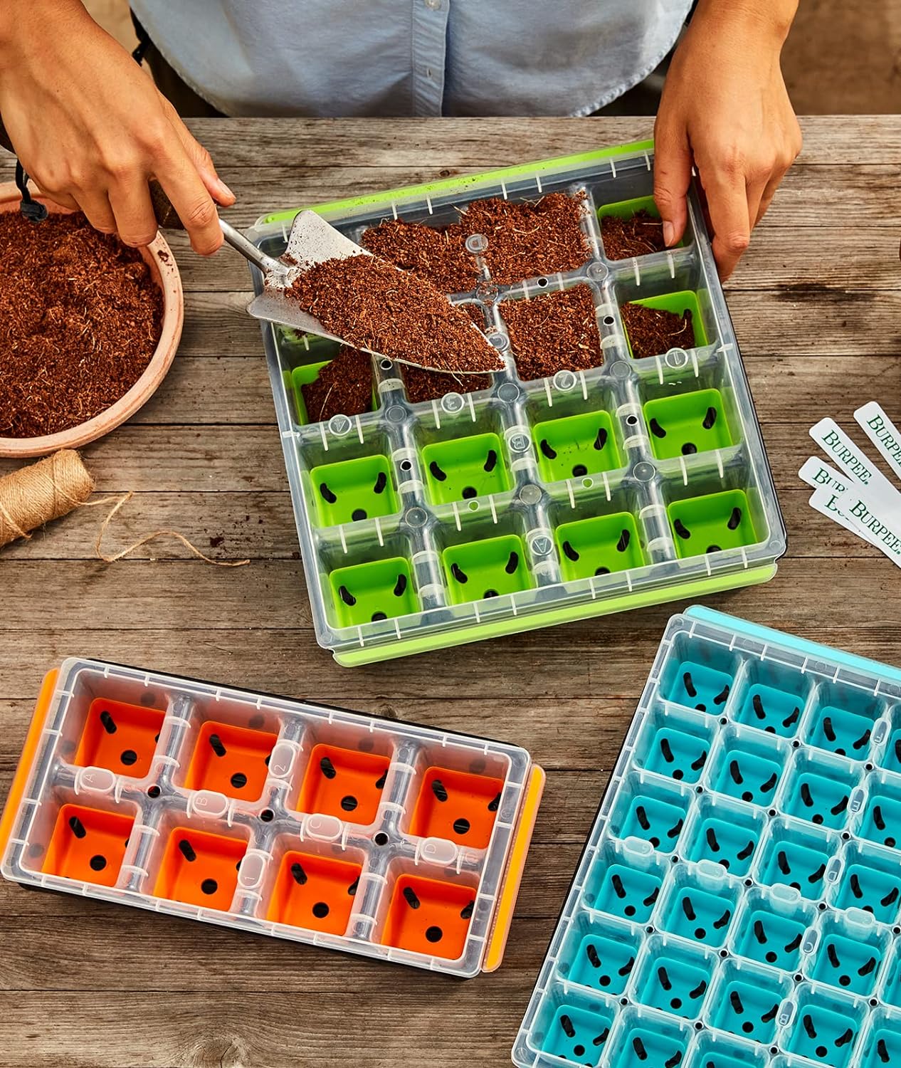 Burpee SuperSeed Windowsill Seed Starting Tray| 8 XL Cell| Seed Starter Tray|Reusable & Dishwasher Safe| for Starting Vegetable Seeds, Flower Seeds & Herb Seeds| Window Garden Seed Starting Kit| Green