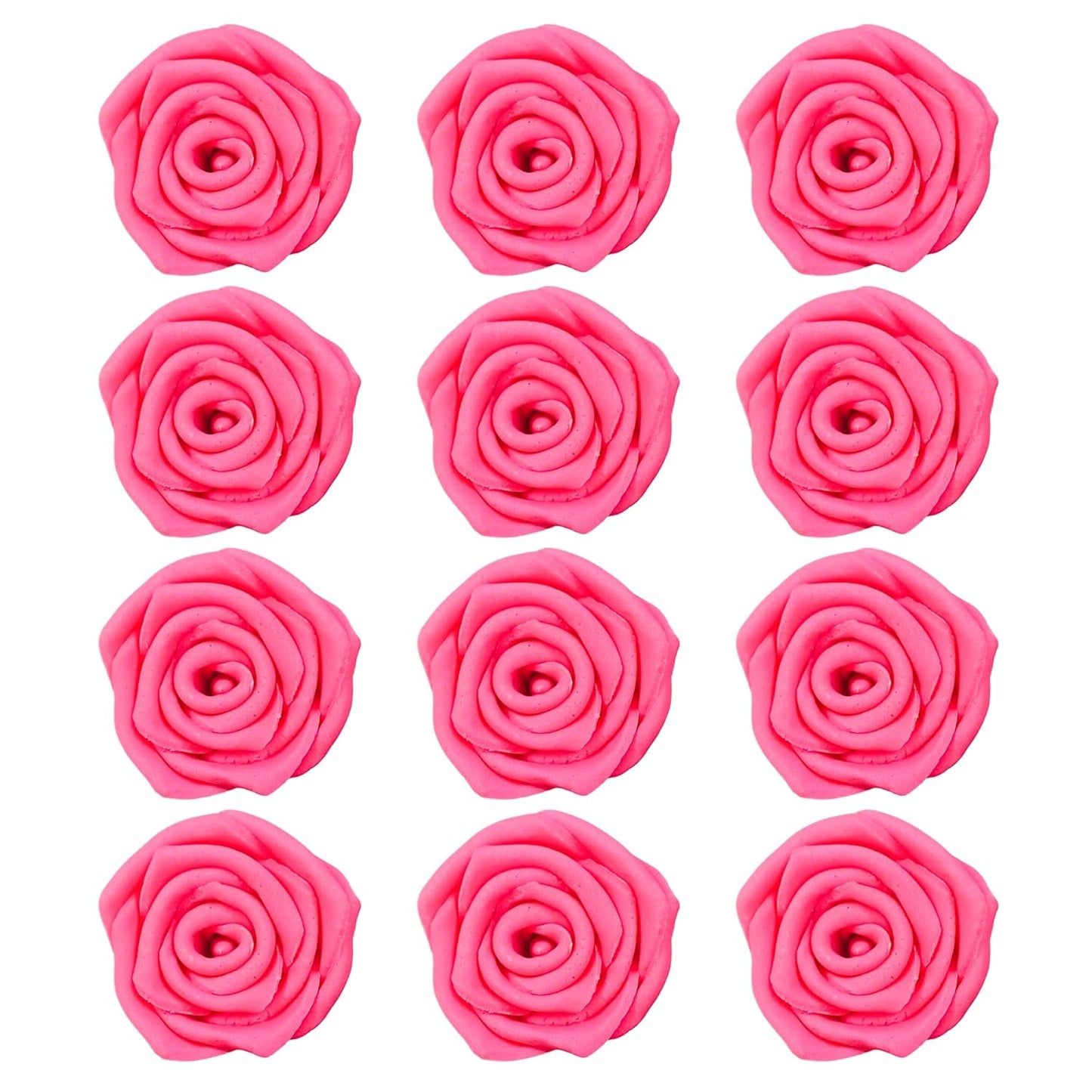 Confect Hot Pink Edible Roses – 12 Pack for Cake & Cupcake Decorating – Vegan, Gluten-Free Floral Toppers for Desserts, Nut-Free & Dairy-Free