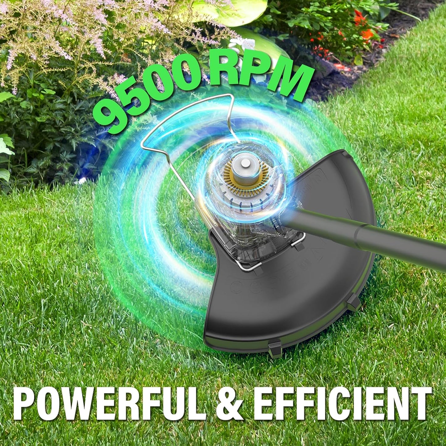Cordless Weed Wacker 20V, 2×2.0Ah Battery Powered String Trimmer with Charger, 10-Inch Electric Grass Trimmer Edger for Yard and Garden, Green