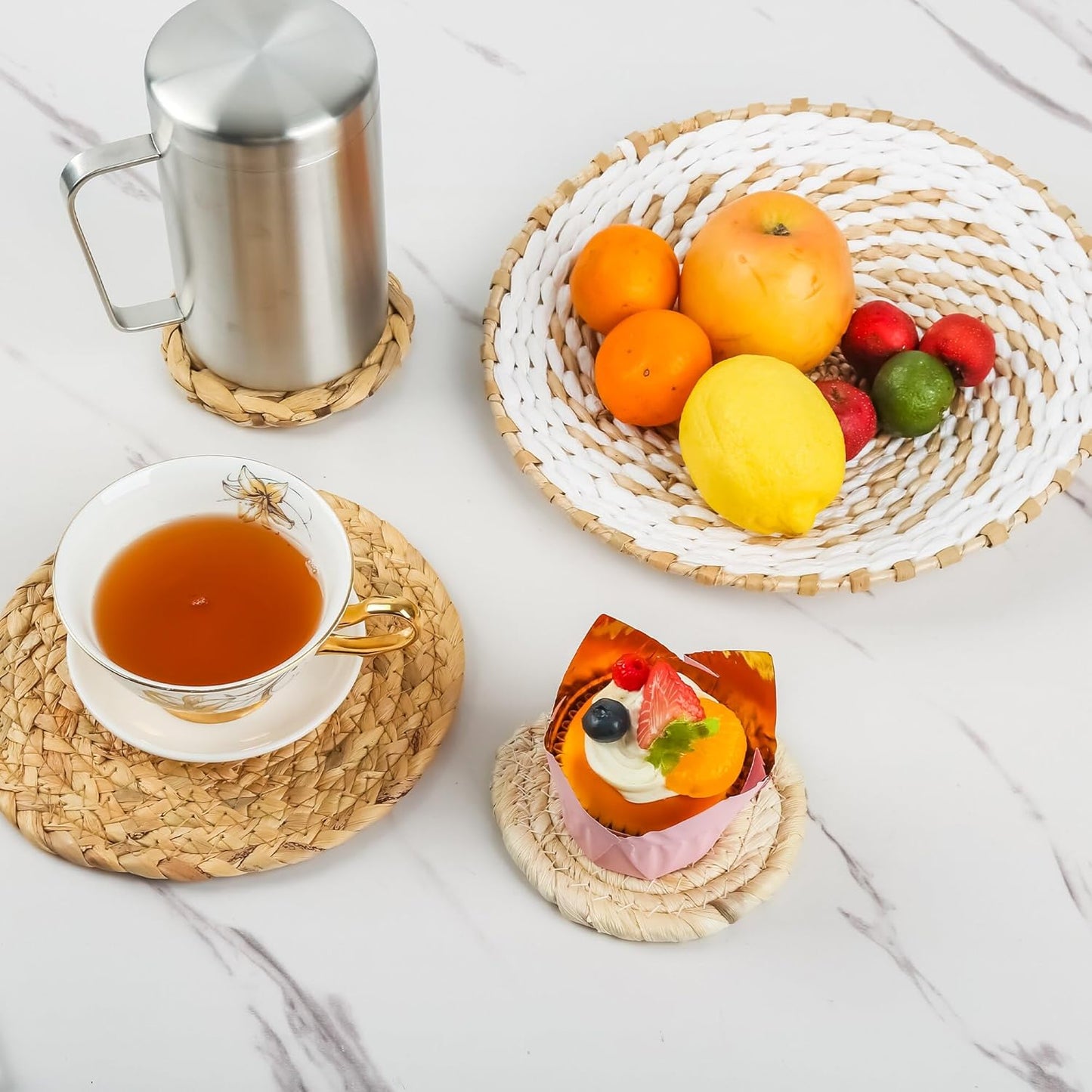 Boho Wall Basket Decor Set of 9, Woven Hanging Wall Decor Seagrass Rattan Wicker Round Handmade Rustic Flat Elegant Wall Art for Farmhouse Living Rooms Bedrooms Display Table Settings Kitchen Home