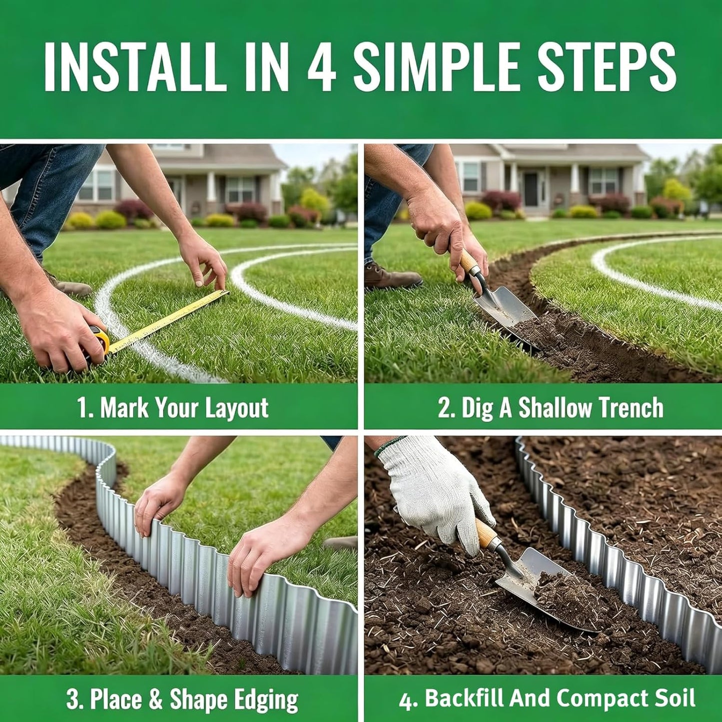 Corrugated Garden Edging Border, 6IN x 40FT Metal Landscape Paver Edging, Sturdy Steel Fence for Garden, Flower Bed Edging, Tree Fence, Yard Edging