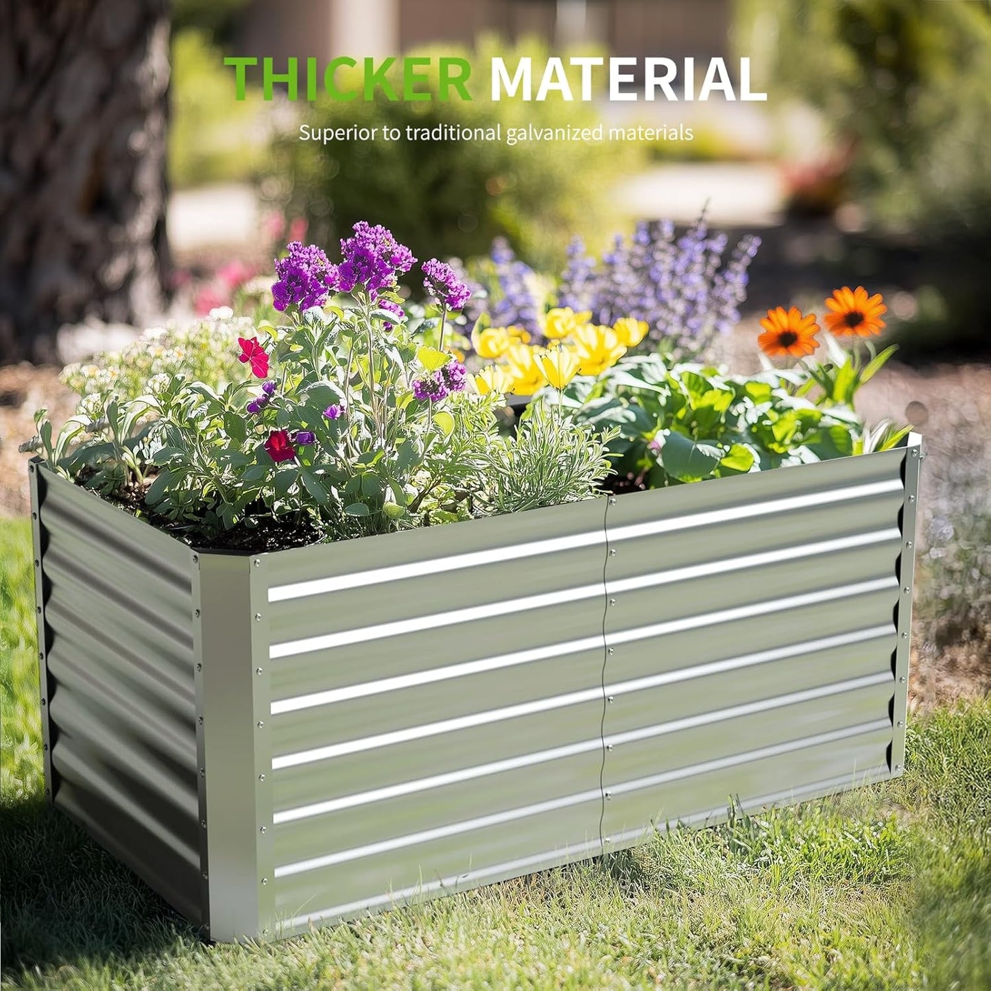 4X2X2ft (2 Pack) Galvanized Raised Garden Bed,Outdoor Planter Box Metal Patio Kit Planting Bed for Vegetables Flowers Herb