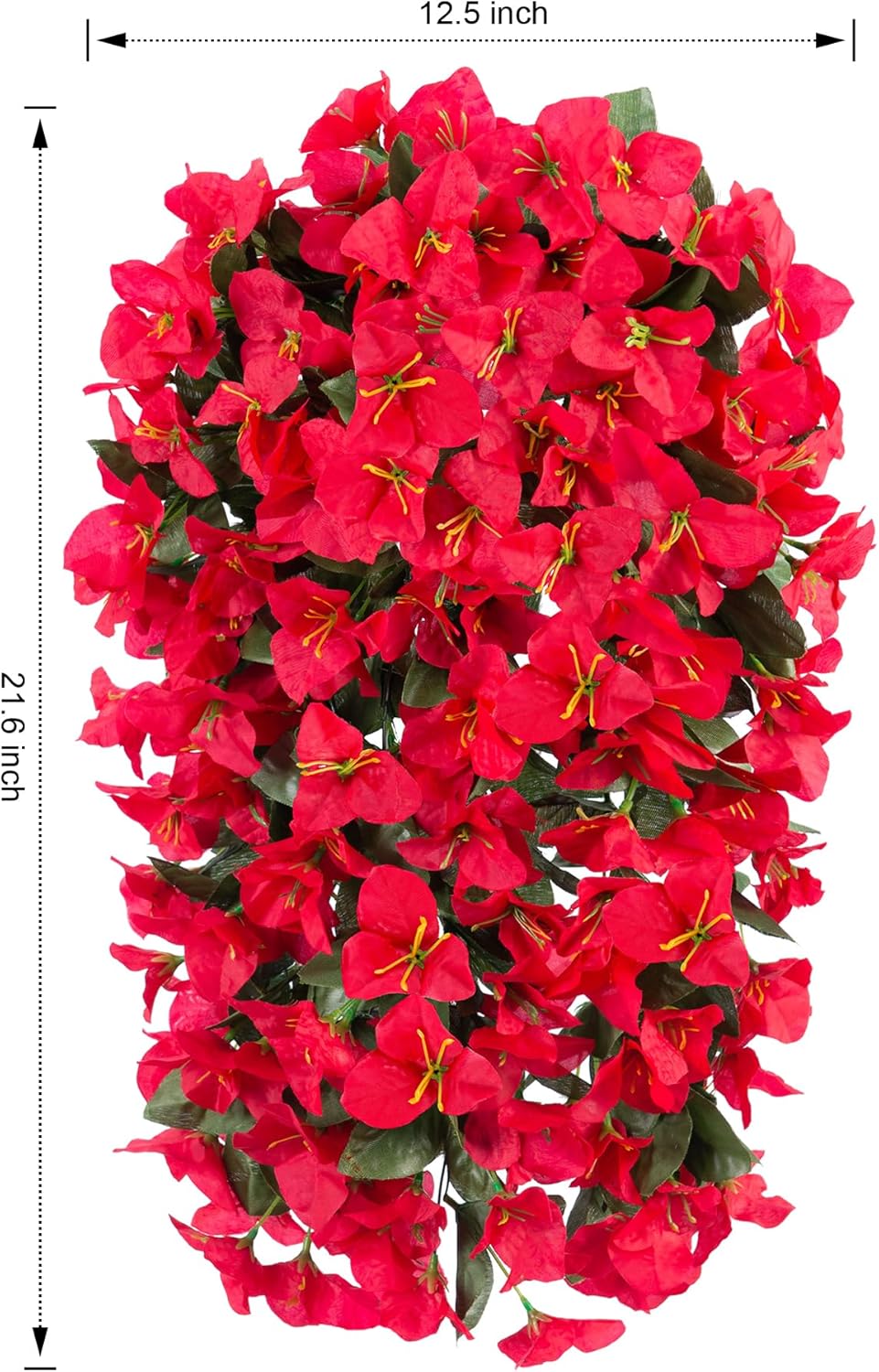 Bougainvillea Artificial Hanging Flowers Plants for Outdoors Decoration, 2pcs Fake Flowers Silk Bougainvillea Vines Realistic UV Resistant Faux Flowers for Outdoor Planters Porch Patio, Red
