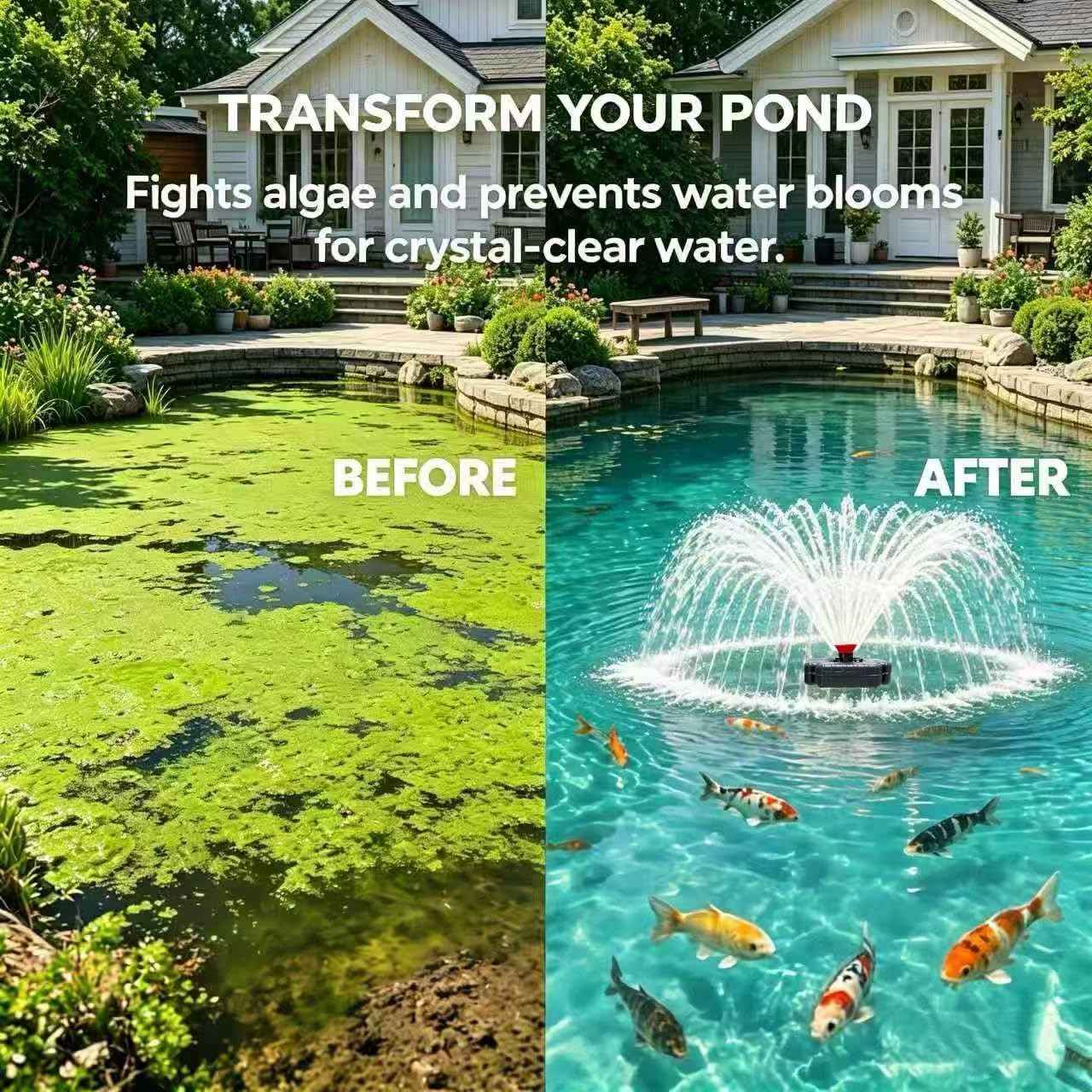 Pond Fountain Aerator 1HP 110V 750W - pond fountain- pond aerator 15,000 GPM - Includes 100-foot Power Cord - Features Tow Rope Steel Anchoring Pin Timer - Suitable for Ponds and Lakes