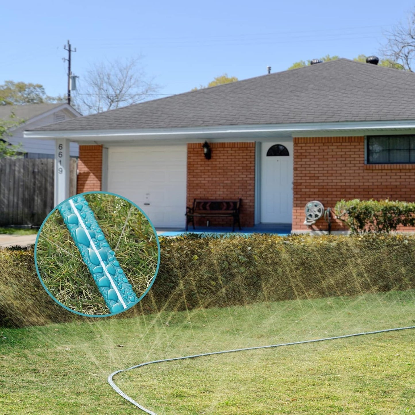 LINEX Sprinkler Soaker Hose 15 ft for Garden Lawn Watering Hose with Stakes