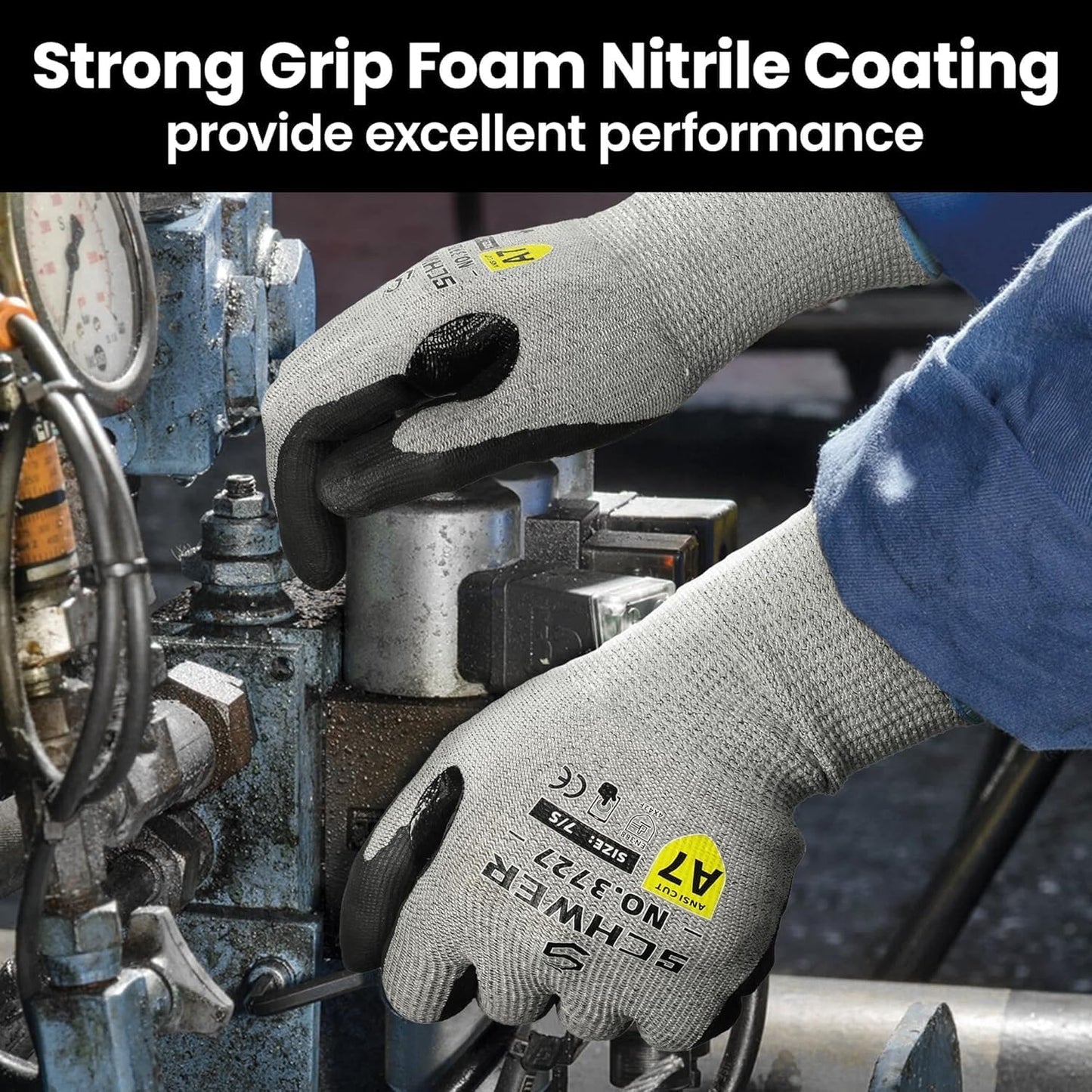 High Level Cut Resistant Work Gloves for High Risk Work, ANSI A7 Cutting Gloves with Reinforced Thumb, Used for WoodWorking, Construction, Non Slip, Durable, Breathable & Cool, M, 1 pair, PR3727