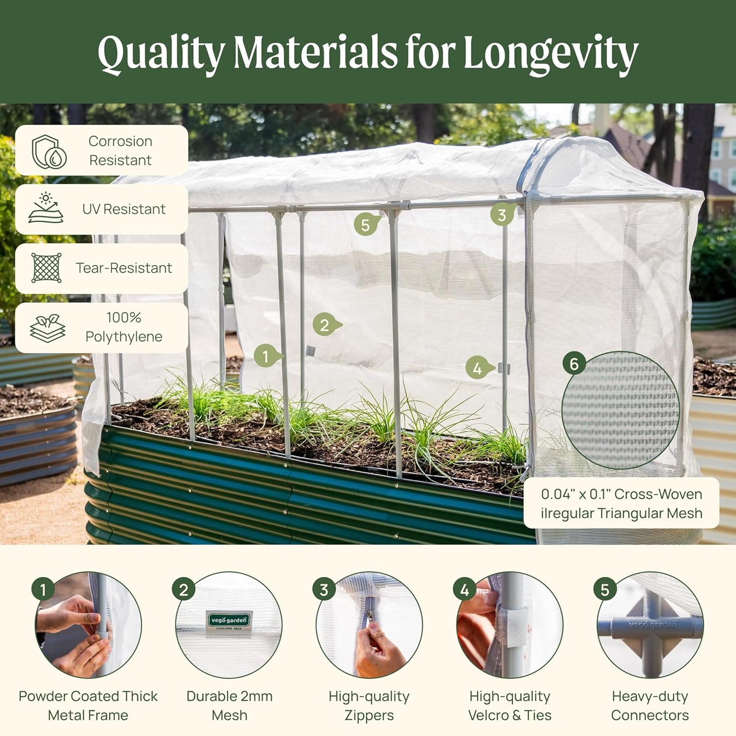 Vego garden Cover System for 3.5' Round Garden Bed