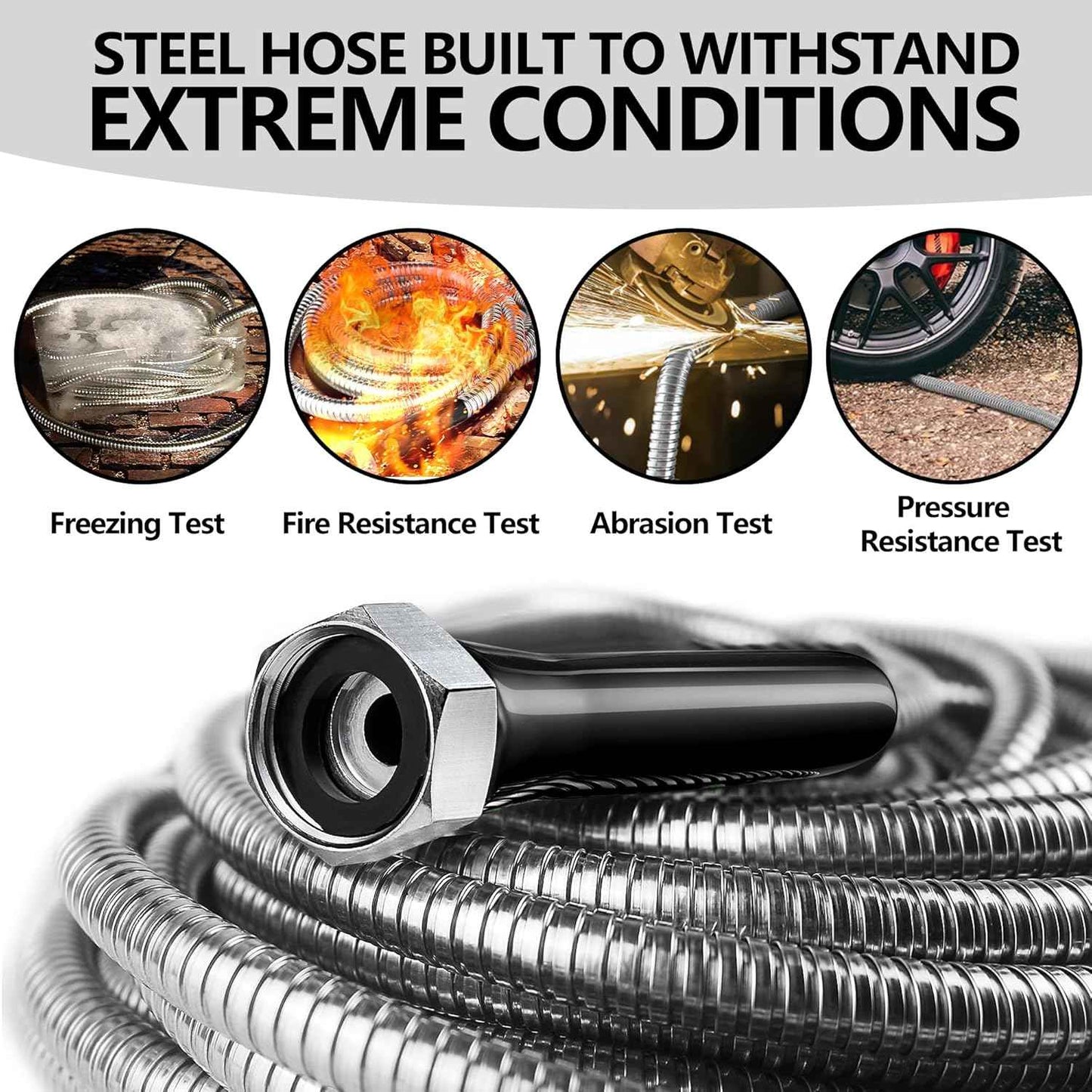 200ft Garden Hsoe - 2026 New 304 Stainless Steel Garden Hose with 3/4'' Fittings – Lightweight, Durable, and Kink-Free, Metal Water Hoses for Gardening