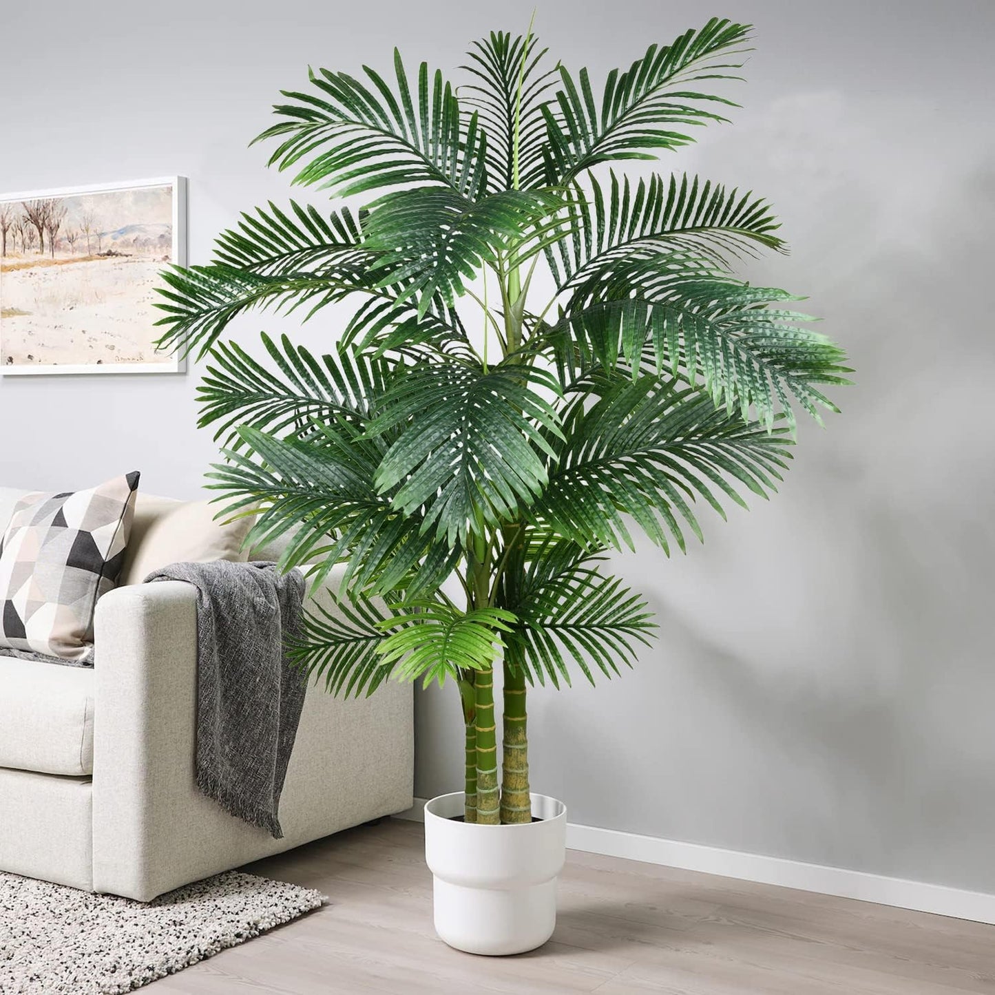 2 Pack Artificial Areca Palm Tree Plant, 6 Feet Fake Palm Tree for Indoor Outdoor Modern Decoration Faux Dypsis Lutescens Plants in Pot for Home Office Decor