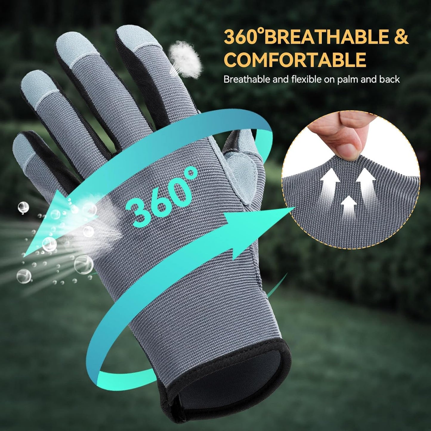 OZERO Women Leather Work Gloves: Touch Screen | Deerskin Garden Gloves with Grip | Ideal for Yard Work, Daily Tasks, Driving