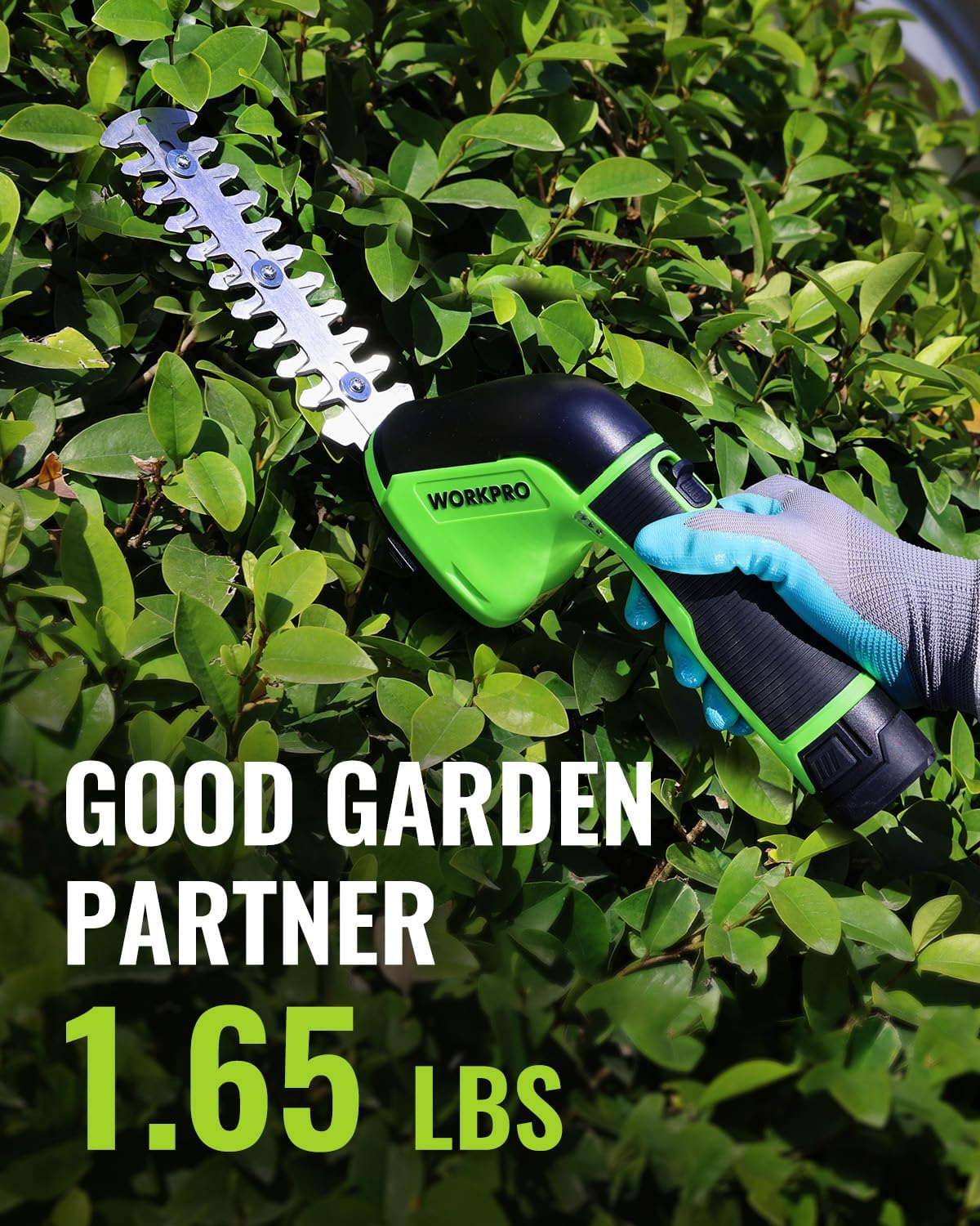 WORKPRO 12V Cordless Grass Shear, 2-in-1 Electric Hedge Trimmer & Grass Cutter, with 2.0Ah Rechargeable Battery, 1-Hour Fast Charger, Lightweight Handheld Bush Trimmer for Lawn and Garden