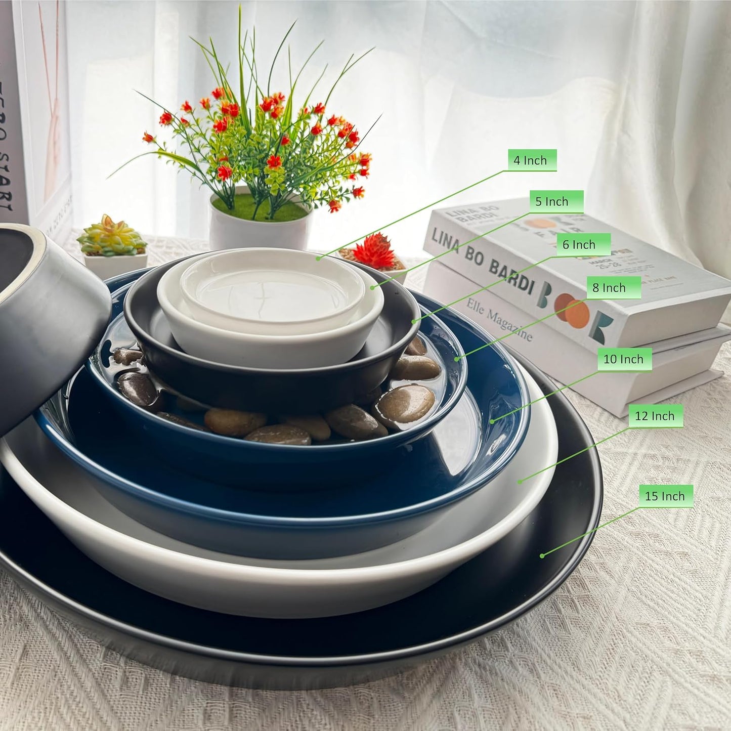 4 Pack of Plant Saucer, 5 inch Glazed Ceramic Plant Tray, Deep Drainage Tray for 4 Inch Flower Pot,Plant Dish Plate to Catch Water for Indoor & Outdoor
