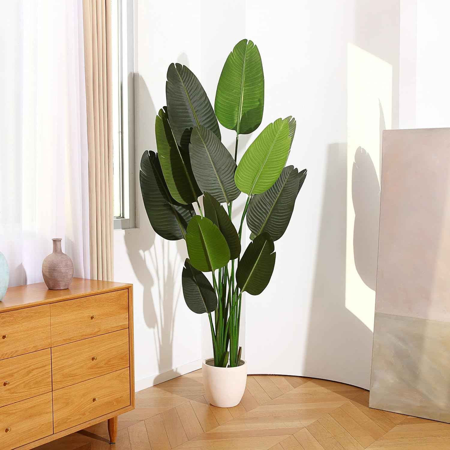 6 Feet Artificial Bird of Paradise Plant Fake Tropical Palm Tree for Indoor Outdoor, Perfect Faux Plants for Home Garden Office Store Decoration