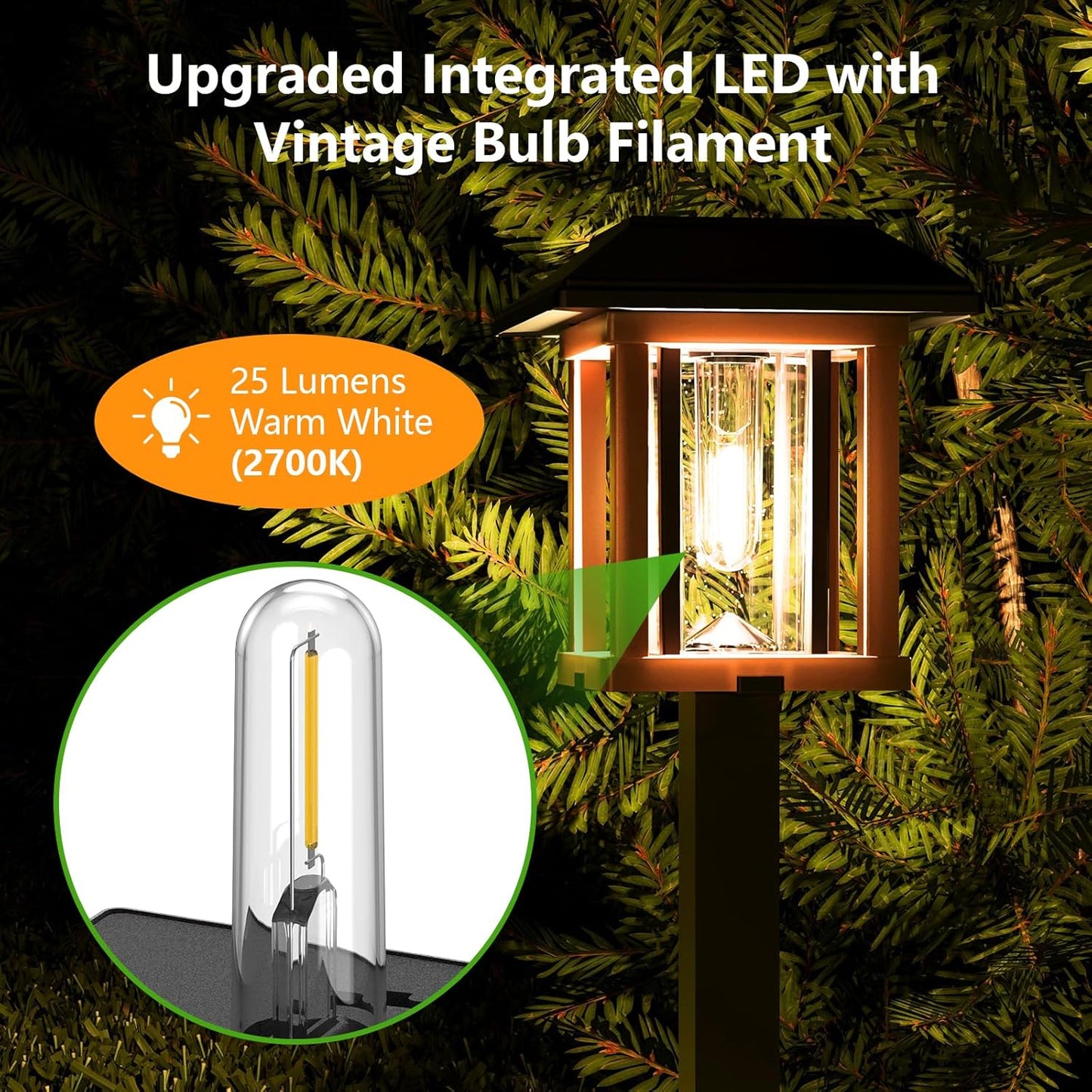 XMCOSY+ Vintage Solar Pathway Lights Outdoor 4 Pack – Warm White Seeded Glass Garden Lights, Waterproof Solar Landscape Lighting for Walkway Yard Patio Driveway & Farmhouse Decor