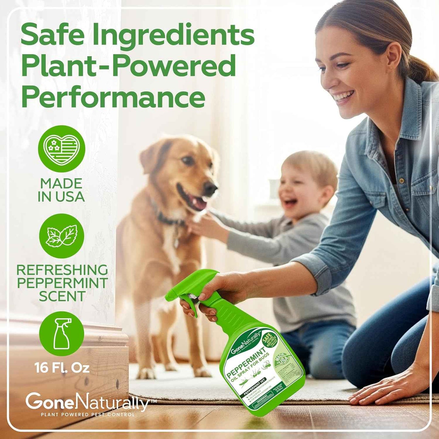 Peppermint Oil Spray for Bugs– Extra Strong Insect Repellent & Bug Spray for Home– Kills & Repels Ants, Roaches, Spiders & More– Safe Around Kids & Pets– Indoor & Outdoor Use (16oz)
