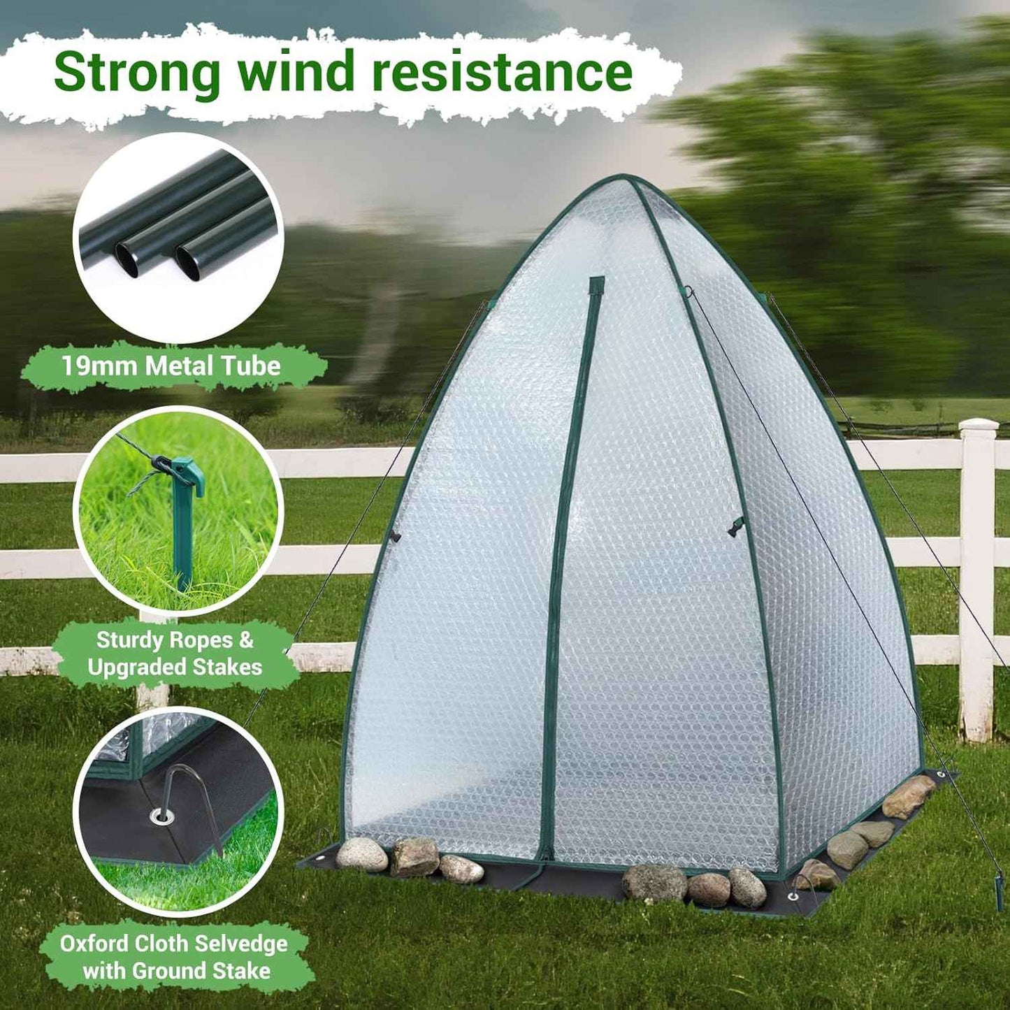 Green House for Outside Heavy Duty, Ohuhu Portable Walk-in Winter Greenhouse with Thick PE Bubble Cover - Small Greenhouses Outdoor for Plants Winter Protection