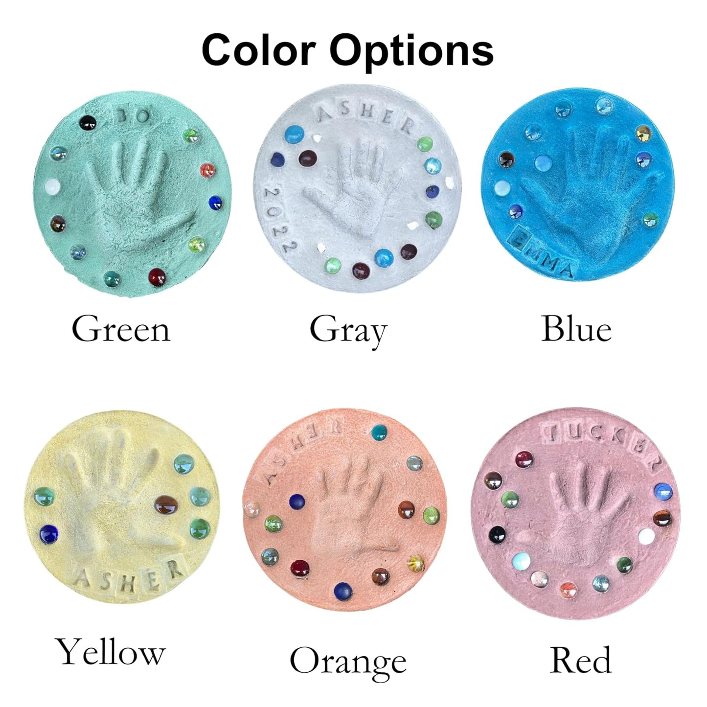 DIY Stepping Stone Kit with Color Pigment, Handprint Stepping Stone, Mother's Day Gift, Footprint Stepping Stone (8 Inch + Stamp Set, Green)