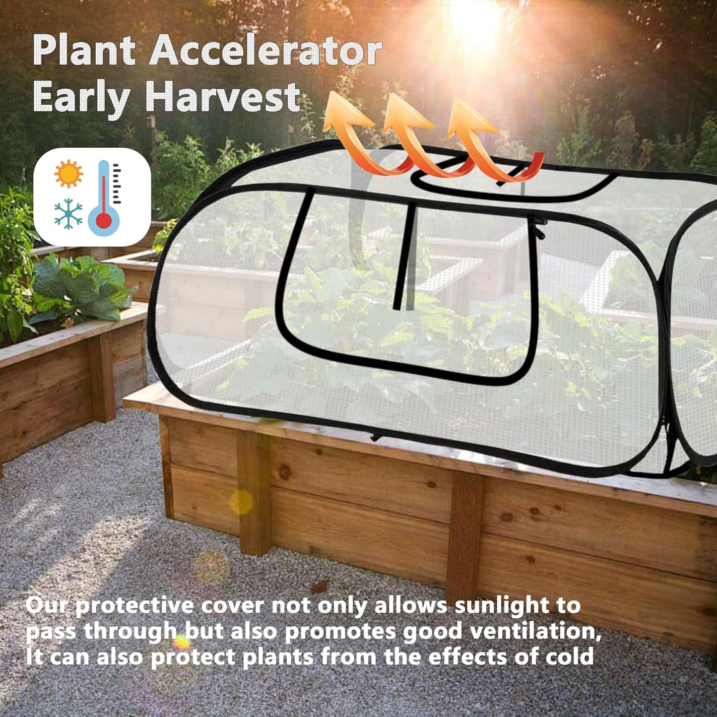 45"*22"*16"Garden Plant Covers with Two Air Hole and Breathable Mesh for Raised Beds, Accelerator Plants Cover, Mini Greenhouse Cover, Frost Cover for Plant Vegetable Seedling Protector 2PCS
