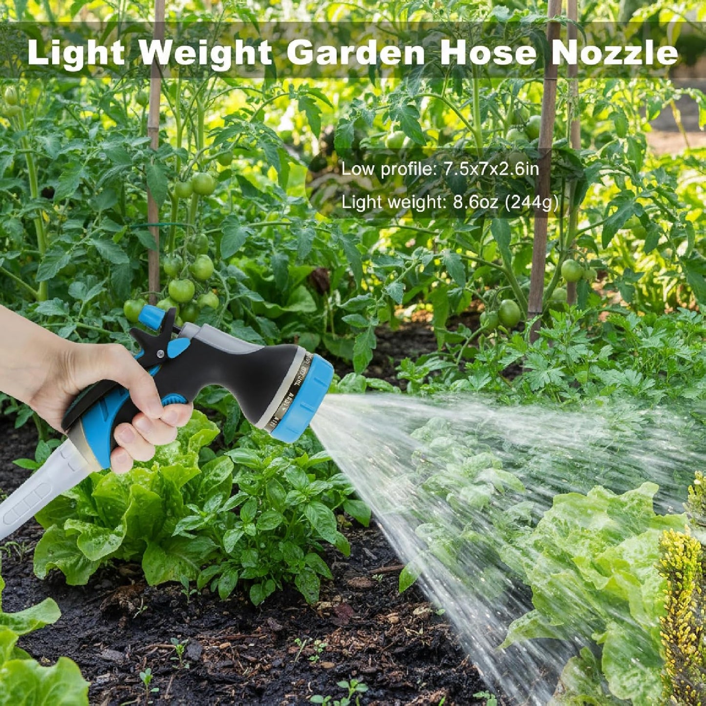 Garden Hose Nozzle with Adjustable 10 Watering Patterns, Water Hose Nozzle Sprayer with Slip Resistant,High Pressure Garden Hose Spray Nozzle for Plants & Lawns Watering,Car Washing and Pet Showering