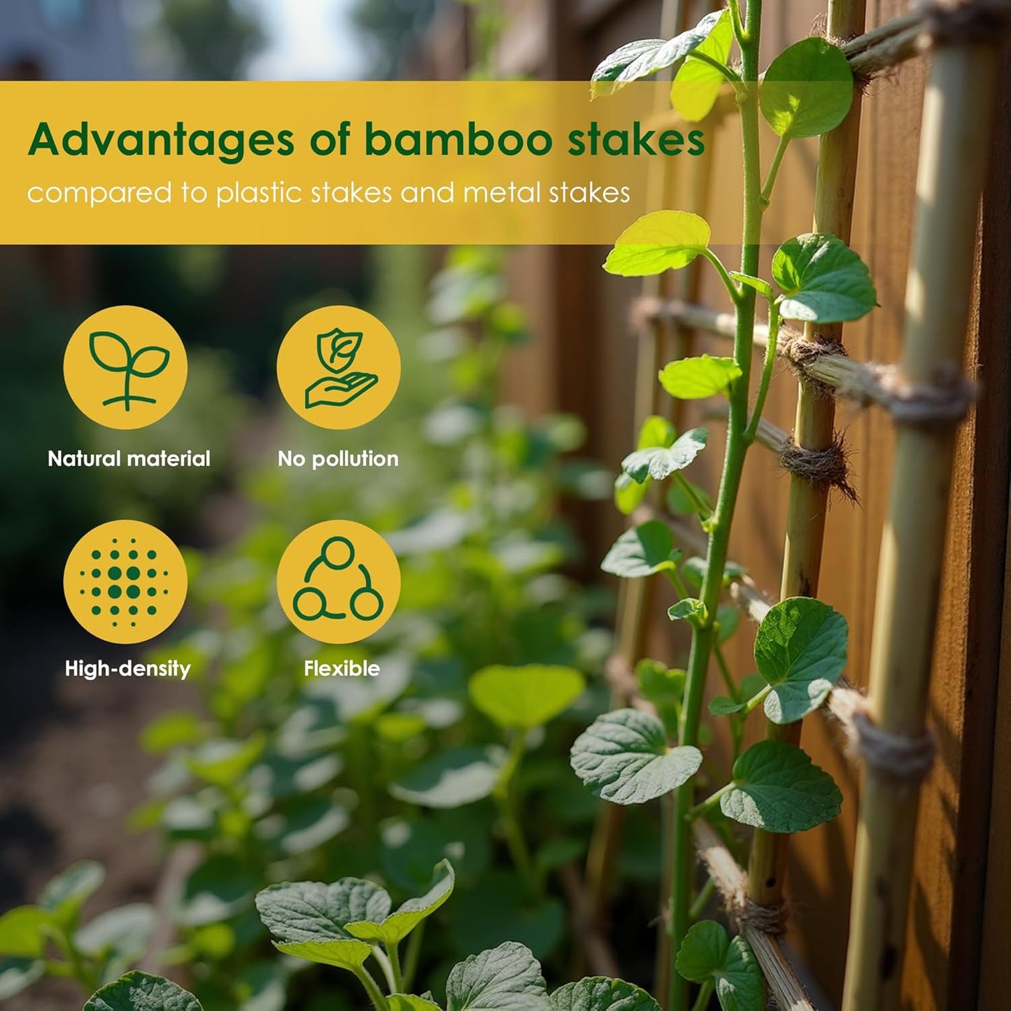 Bamboo Stakes, 50 Pack Bamboo Stakes 4ft, Natural Garden Stakes for Tomatoes and Climbing Plant Support, Sturdy Bamboo Sticks for Plants