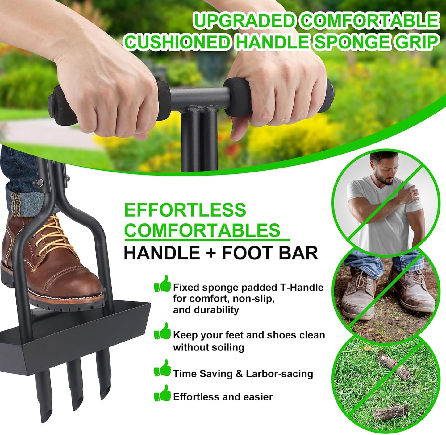 Lawn Aerator - Aerator Lawn Tool, Lawn Aerator Coring Tool with Soil Core Storage Tray Manual Core Aerator for Garden Yard Care