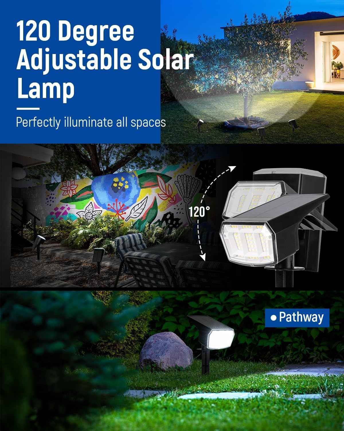 Solar Spot Lights Outdoor IP67 Waterproof 10 Pack, 63 LED 3 Modes Solar Landscape Spotlights for Yard Garden Pathway Wall House Garage (Cool White)