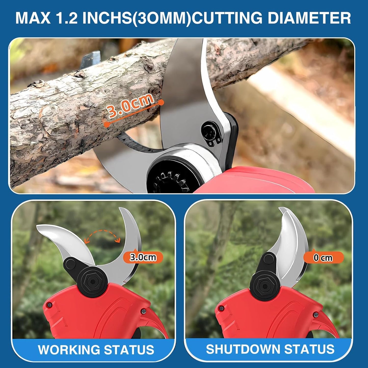 2-in-1 Electric Pruning Shears Cordless with Pole, 20V Cordless Pruning Shears,4.0Ah Battery Operated Pruning Shears, 9.3Ft -Up to 15.3Ft Telescopic Electric Shears for Gardening JOVANT