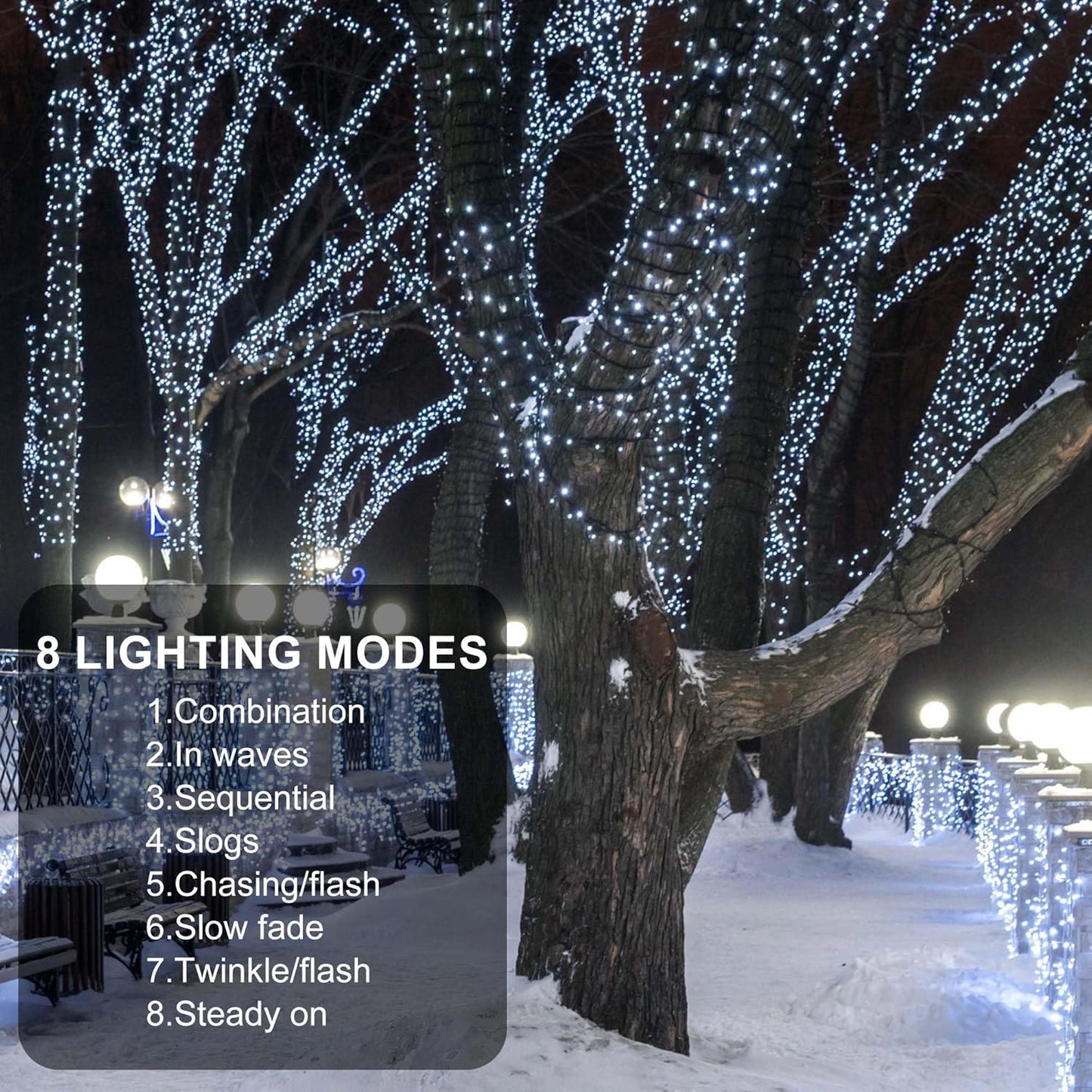 164Ft 500 LED White Christmas Lights, Waterproof 8 Twinkle with Memory Functions Christmas Tree Lights for Indoor Outdoor Christmas Tree Garden Decoration (164FT, White)