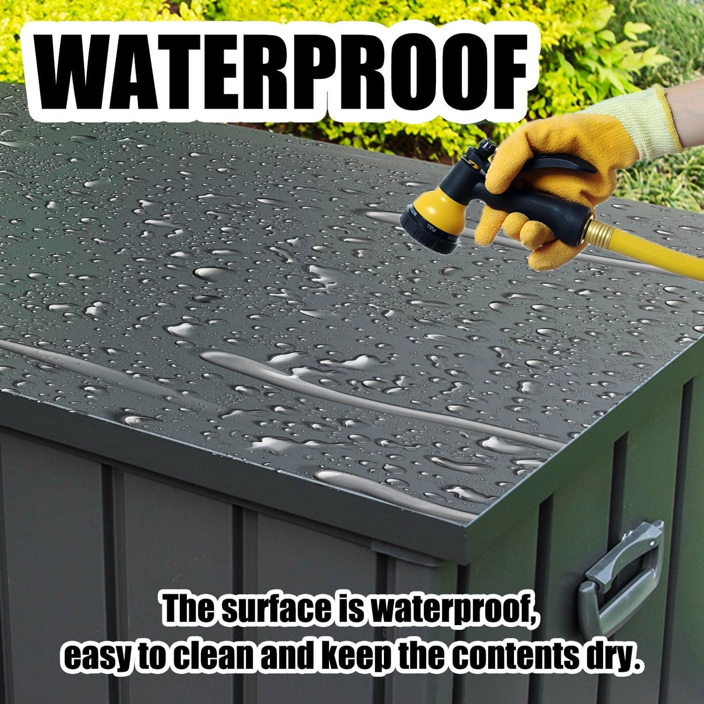 Domi Outdoor Storage Deck Box 120 Gallon, Waterproof Lockable Steel Outdoor Storage Container for Outside Cushions, Garden Tools and Pools Equipment, Gray