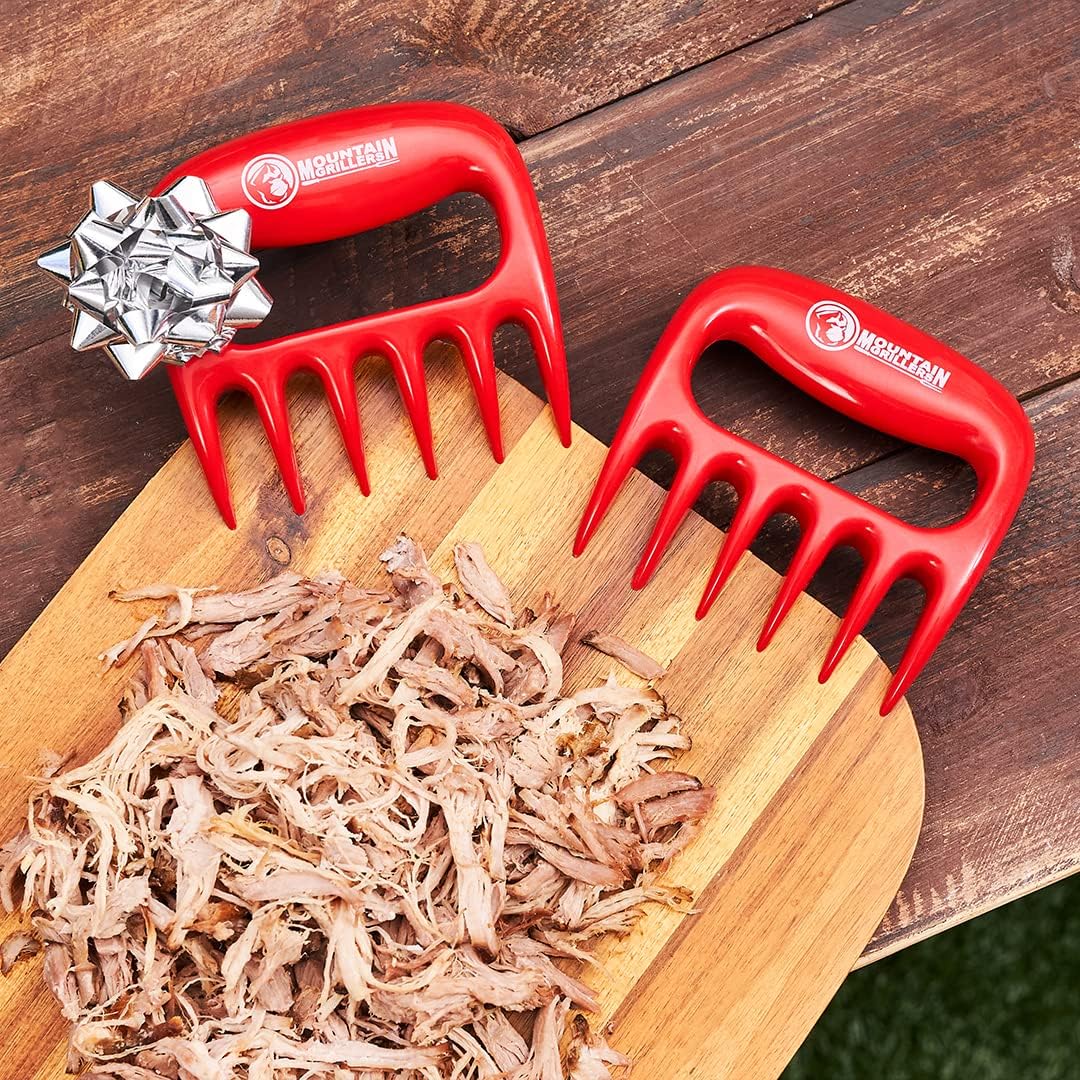 Mountain Grillers Bear Claws Meat Shredder - Durable Meat Claws For Shredding Pulled Pork, Chicken, Beef - Heat-Resistant BBQ Meat Claws For Grilling And Smoking - Ergonomic Handle - 2 Pack, Red - Lumora Garden