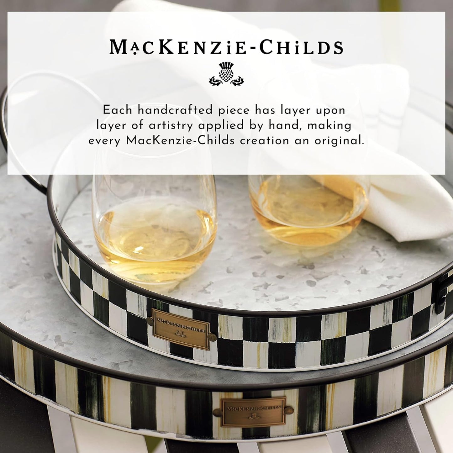 MACKENZIE-CHILDS Galvanized Wall Bucket, Metal Wall Planter, Decorative Hanging Plant Holder for Flowers, Spectator